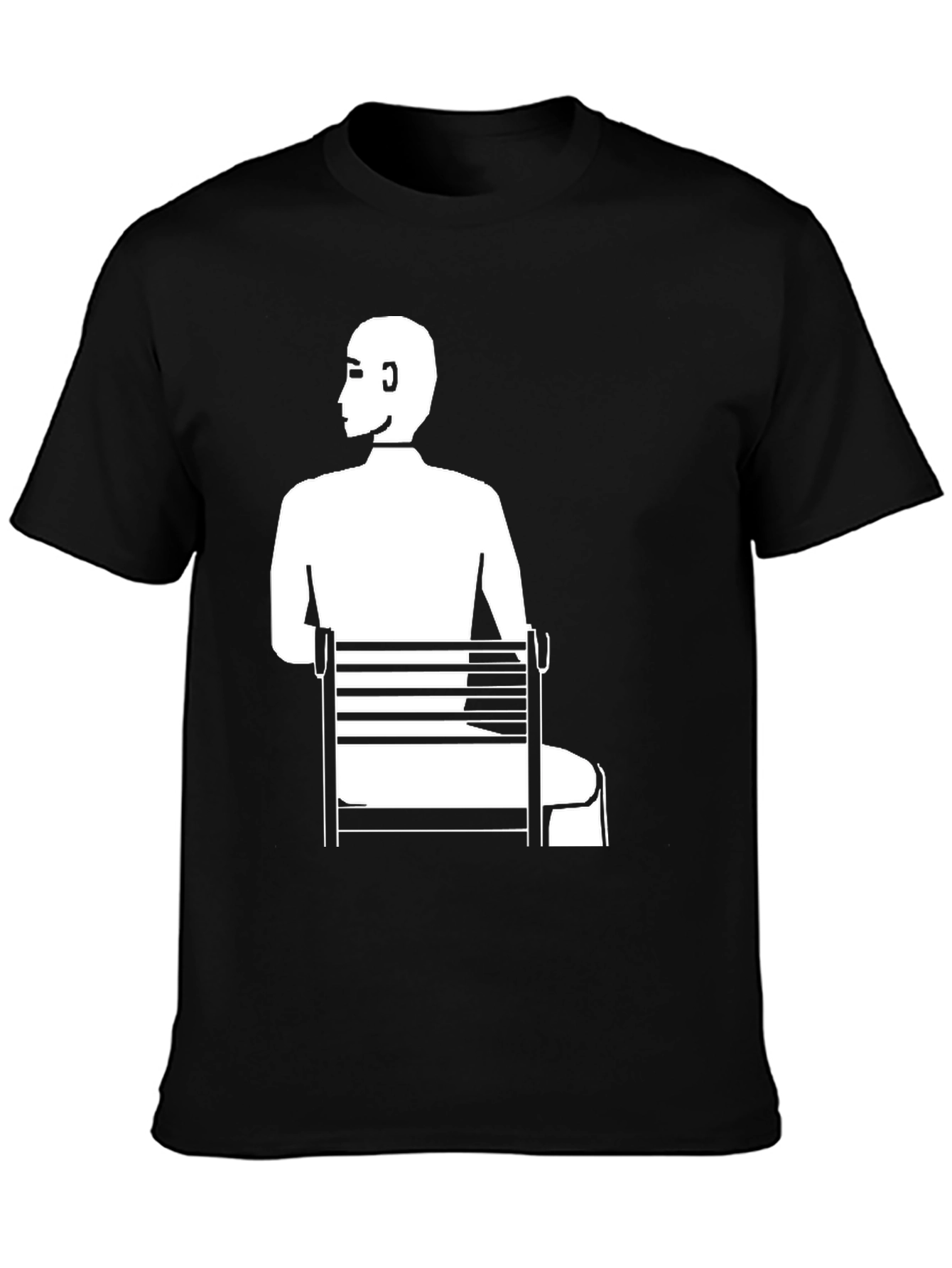 Black Man Sitting T-Shirt - Unique Graphic Tee view 3