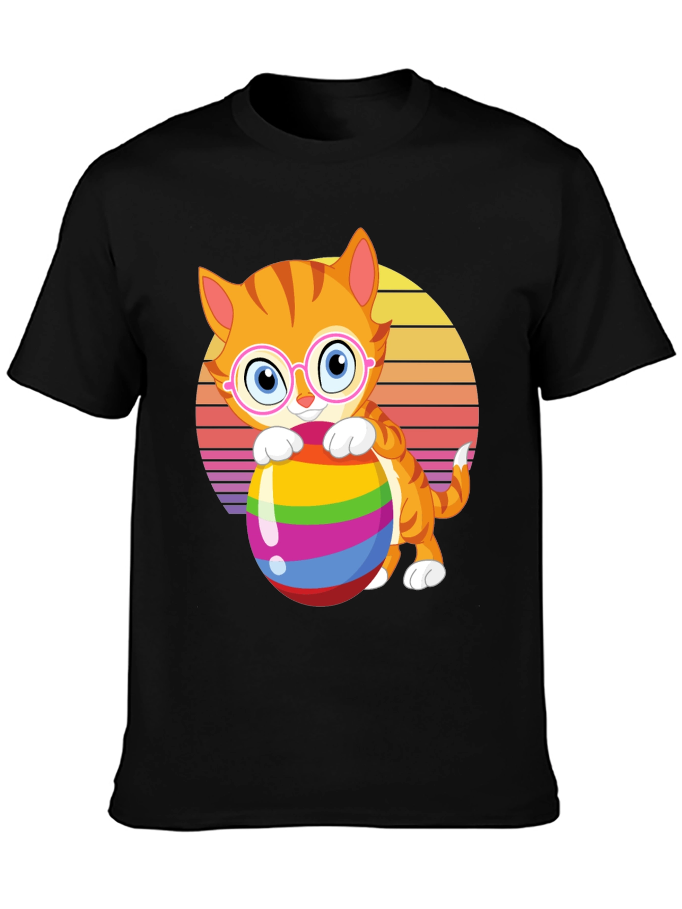 Black Cat with Easter Egg Graphic Tee view 3