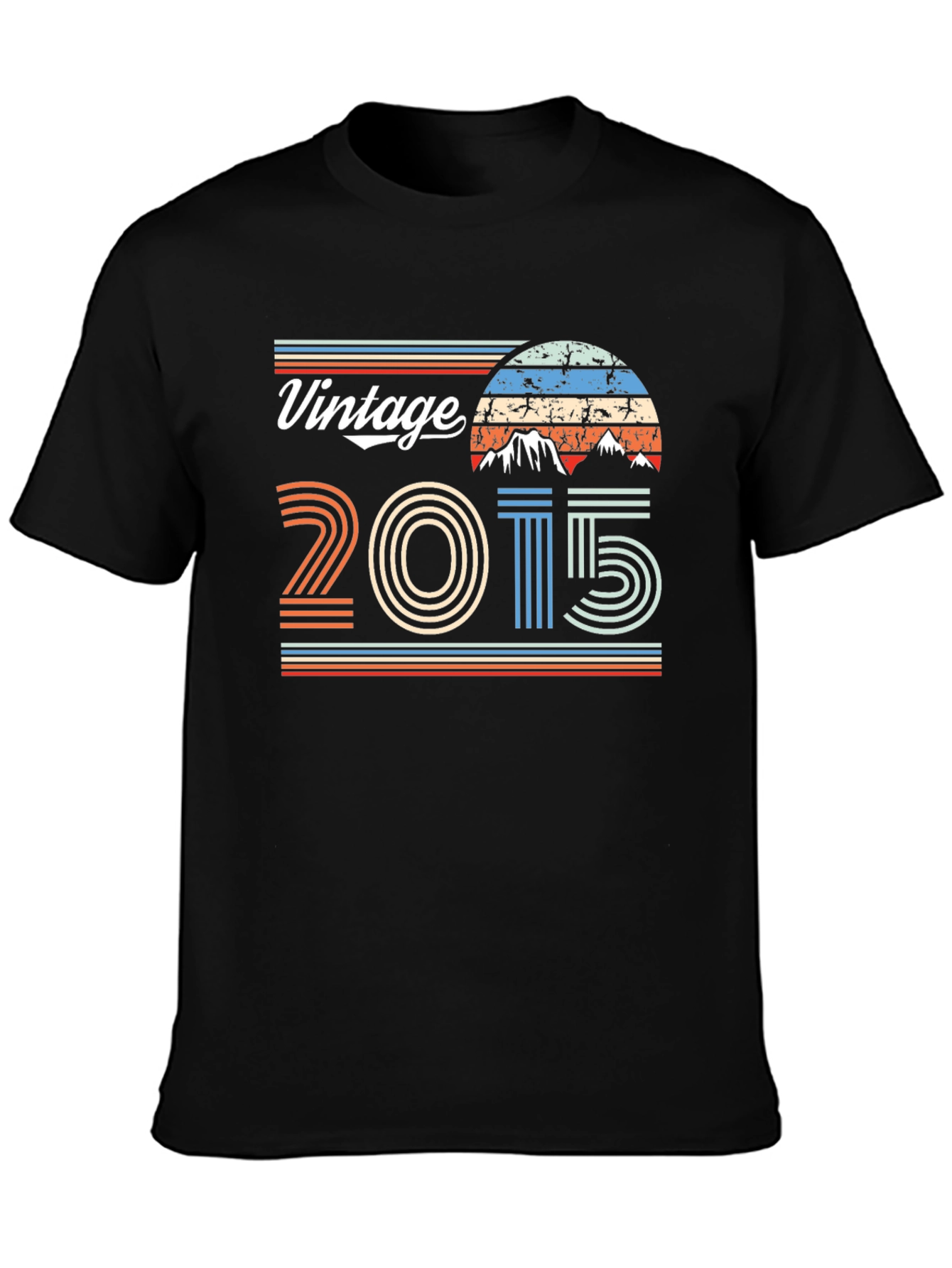 Black Vintage 2015 T-Shirt Retro Style view 3