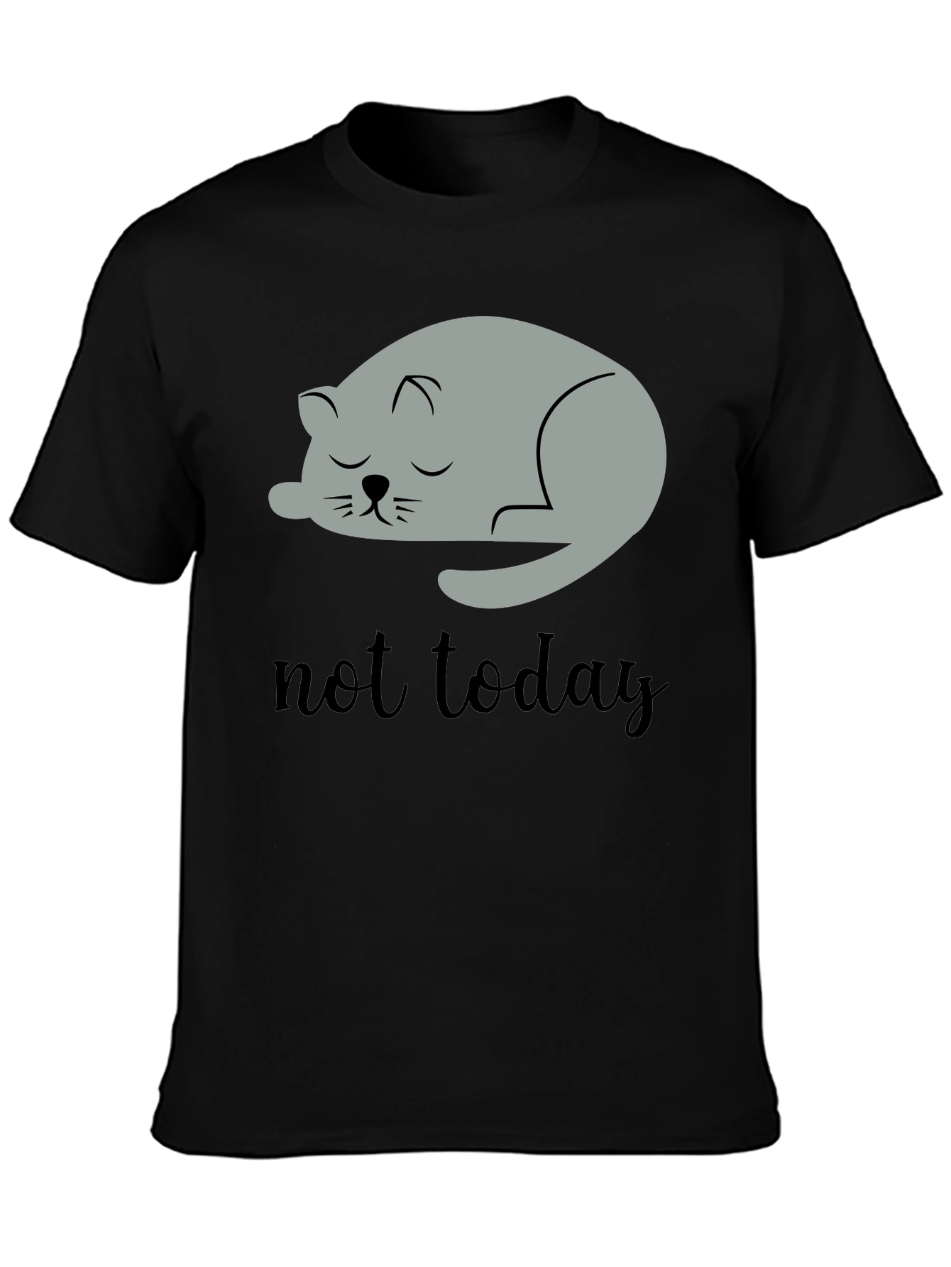 Black Not Today Lazy Cat Graphic Tee - Men's Black T-Shirt view 3