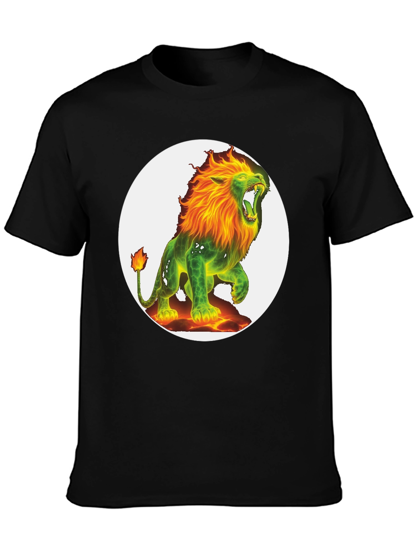 Black Fiery Lion Graphic Tee - Bold & Unique Design view 3