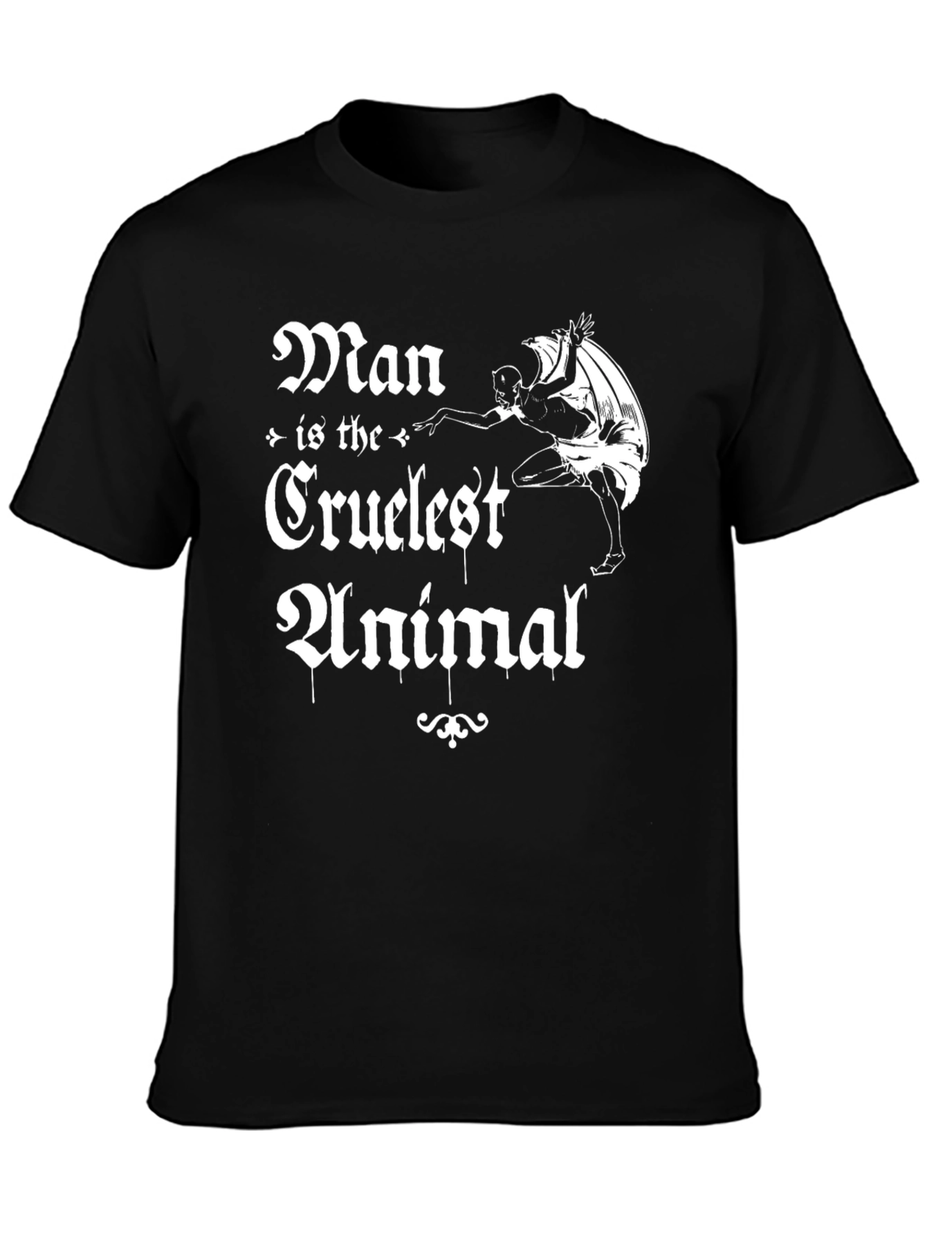 Black Man is the Cruelest Animal Black Graphic T-Shirt view 3
