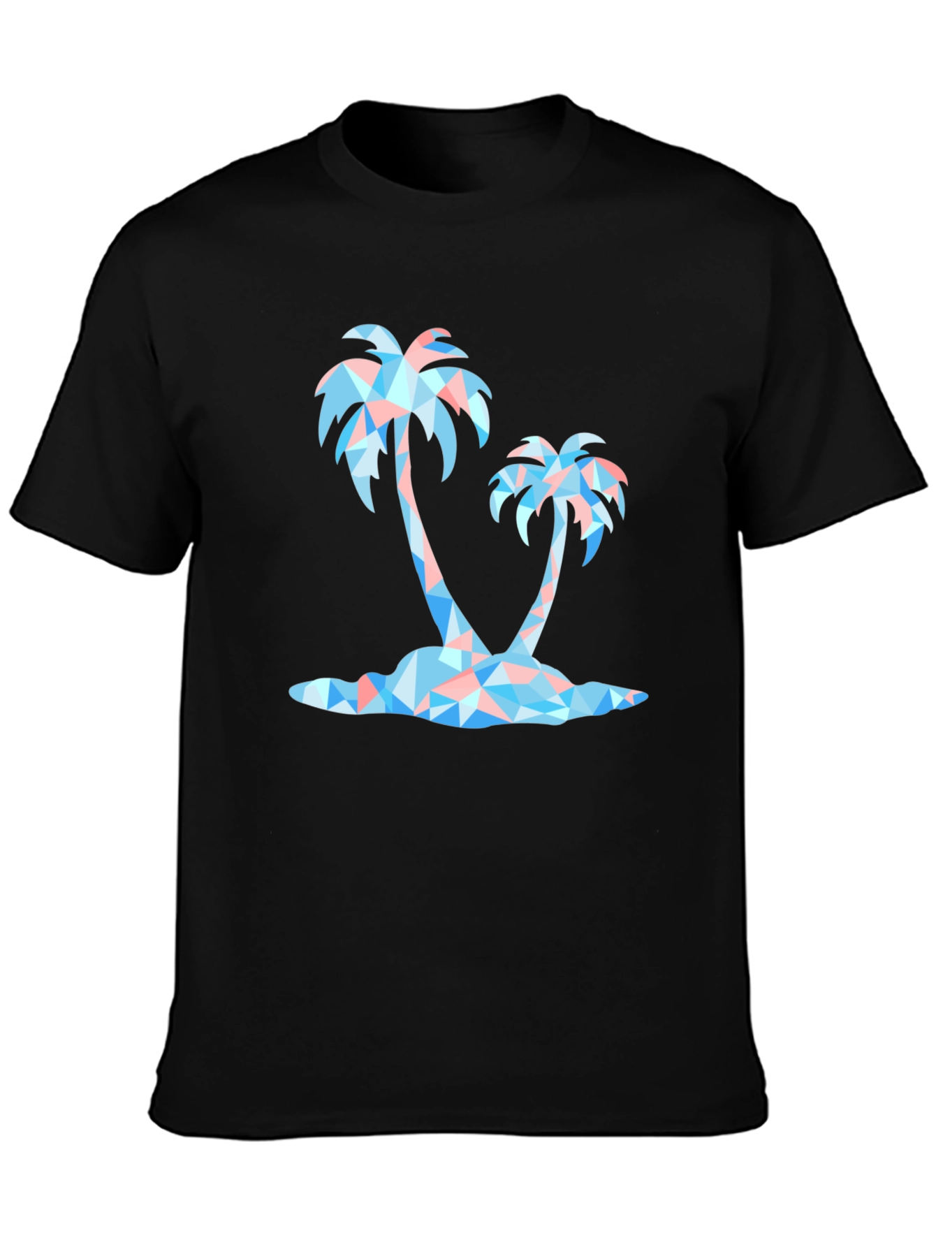 Black Geometric Palm Tree Black Graphic Tee view 3
