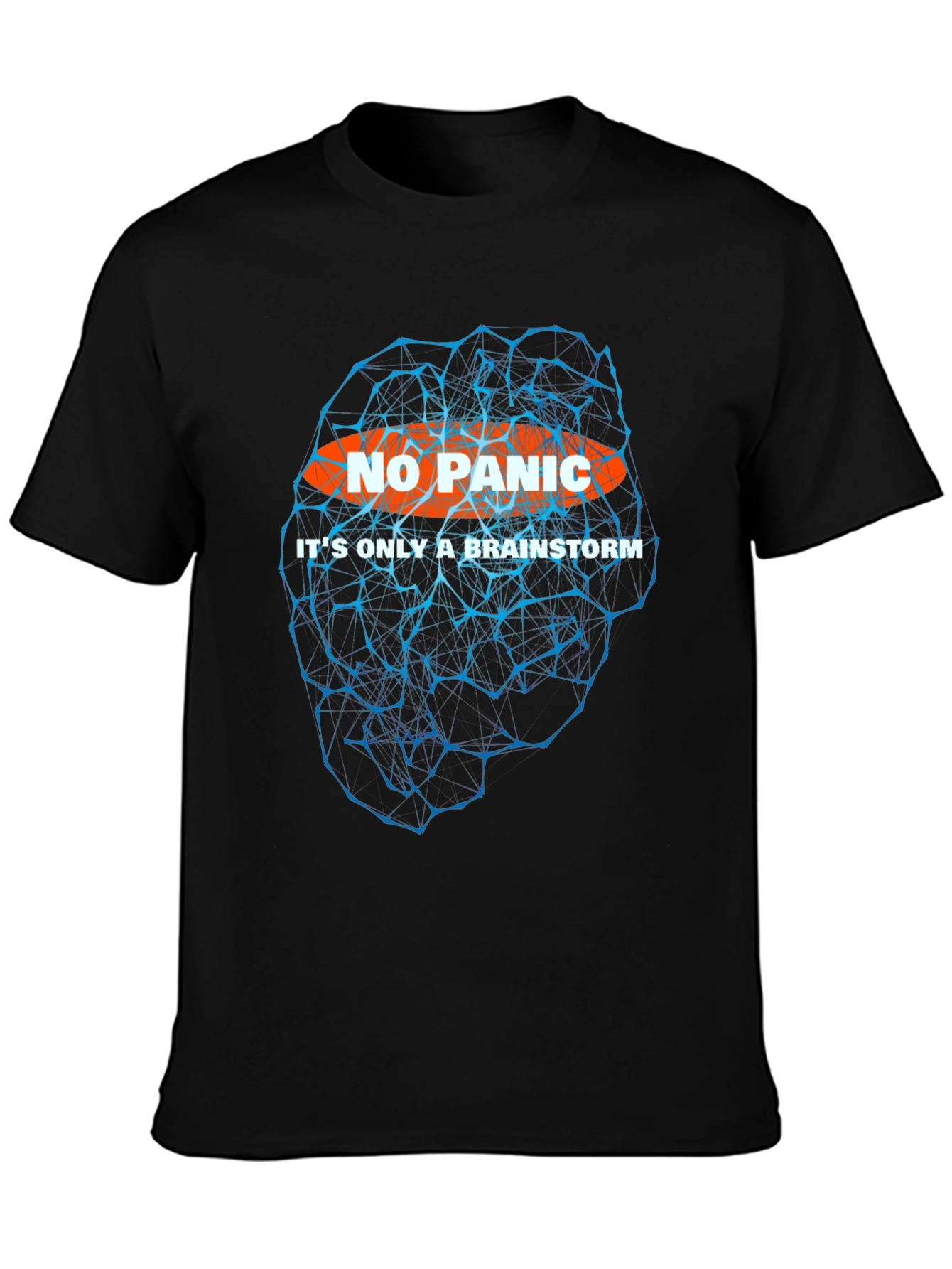 Black No Panic Brainstorm T-Shirt - Black Graphic Tee view 3
