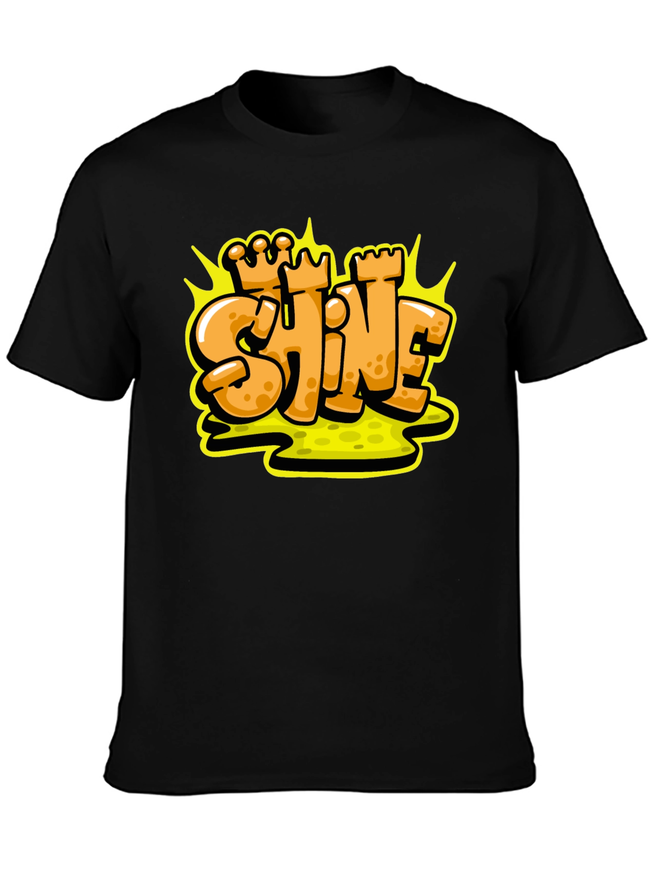 Black Shine Graffiti Style Black T-Shirt view 3