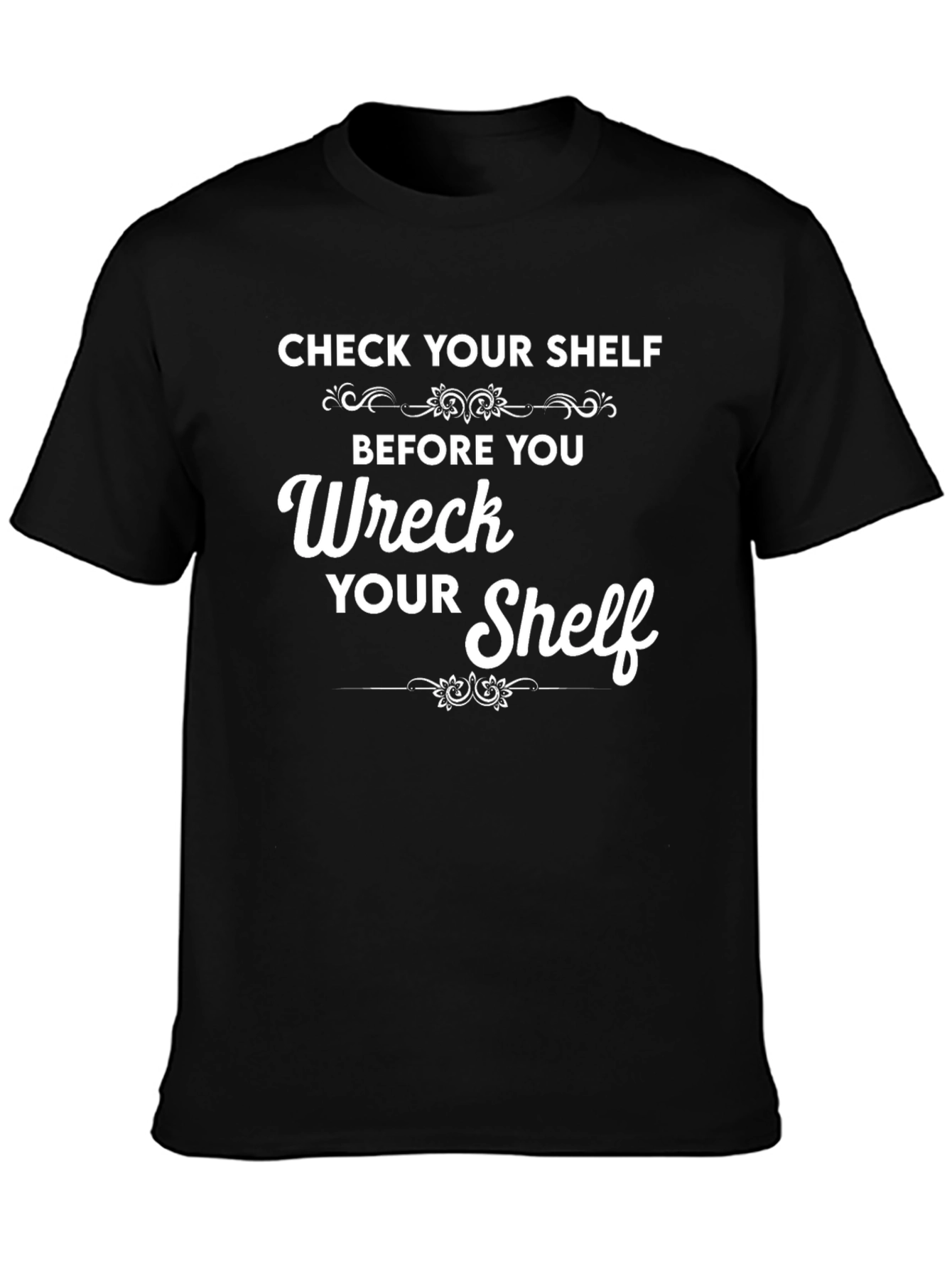 Black Check Your Shelf T-Shirt view 3