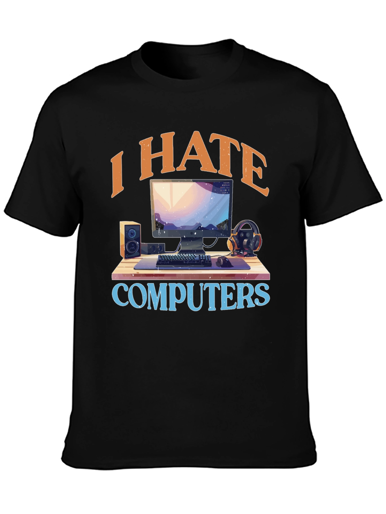 Black I Hate Computers Graphic Tee view 3