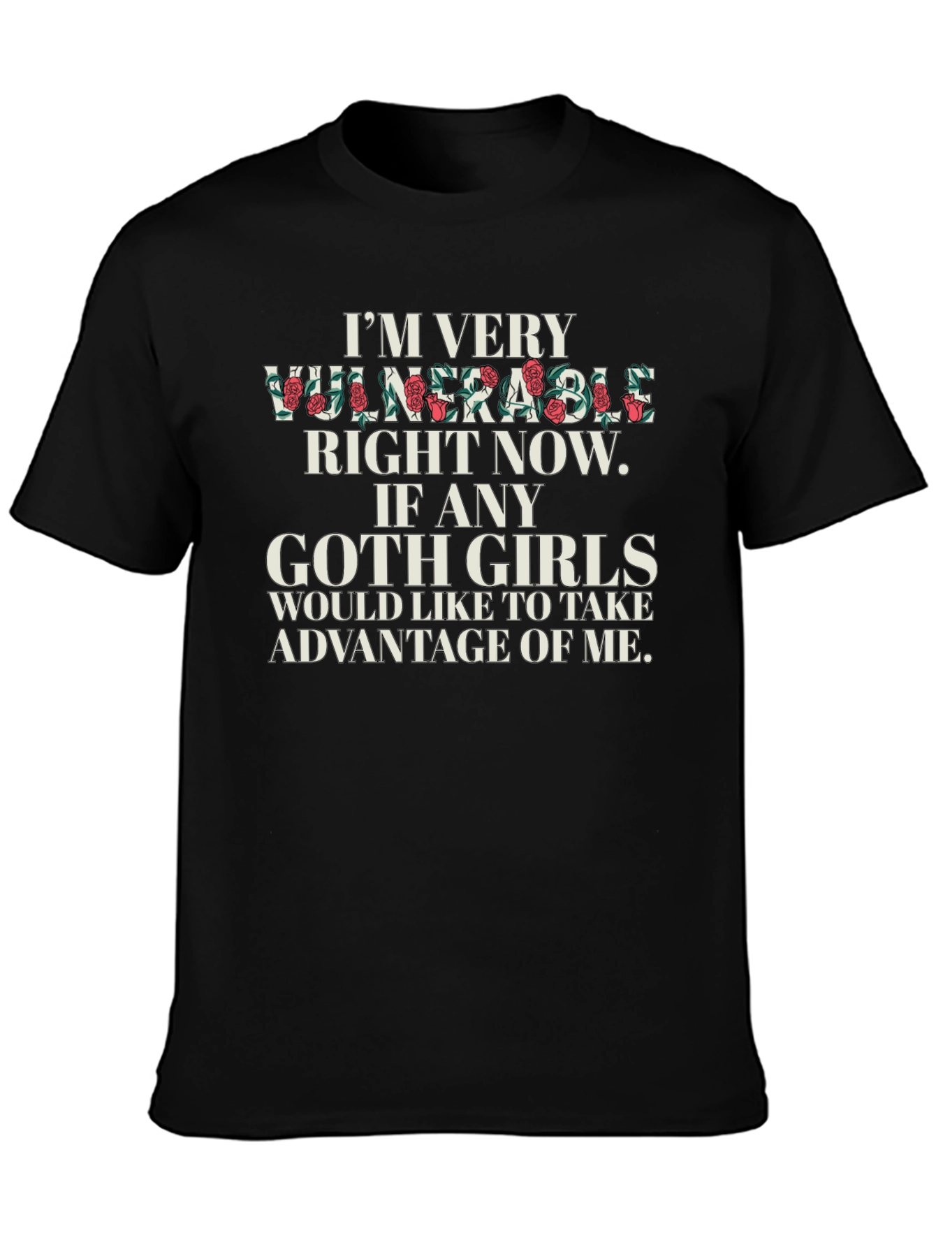 Black Vulnerable Goth Girls Graphic Tee - Black view 3