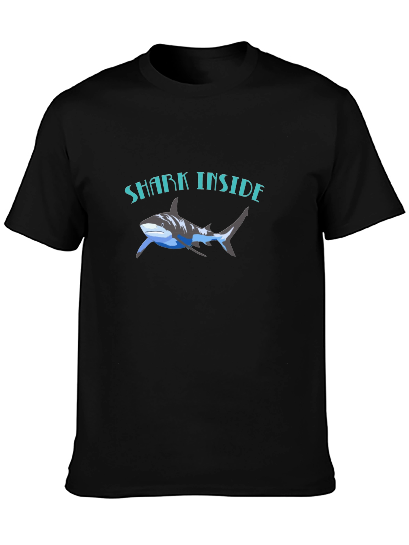 Black Shark Inside Graphic Tee - Black Cotton T-Shirt view 3