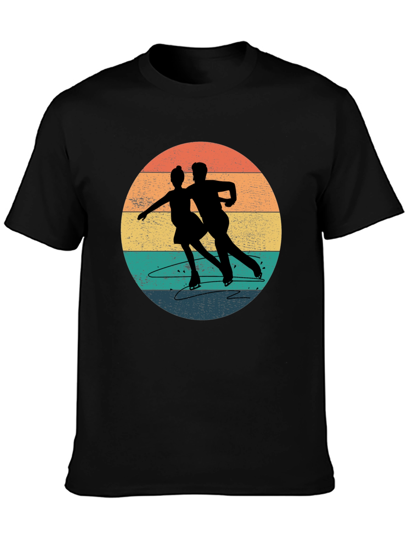 Black Vintage Figure Skating T-Shirt - Retro Style view 3