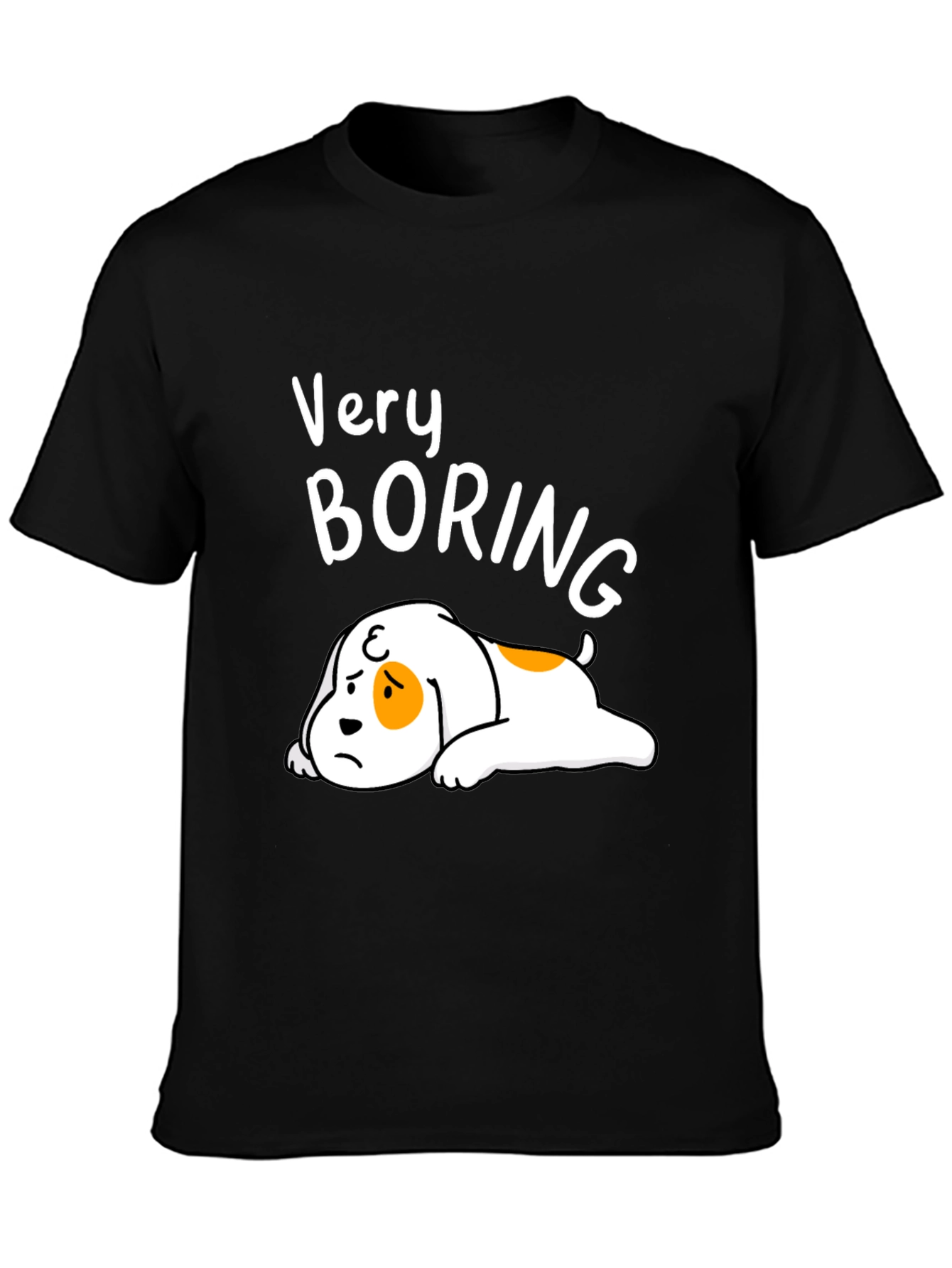 Black Funny Very Boring Dog Graphic Tee view 3