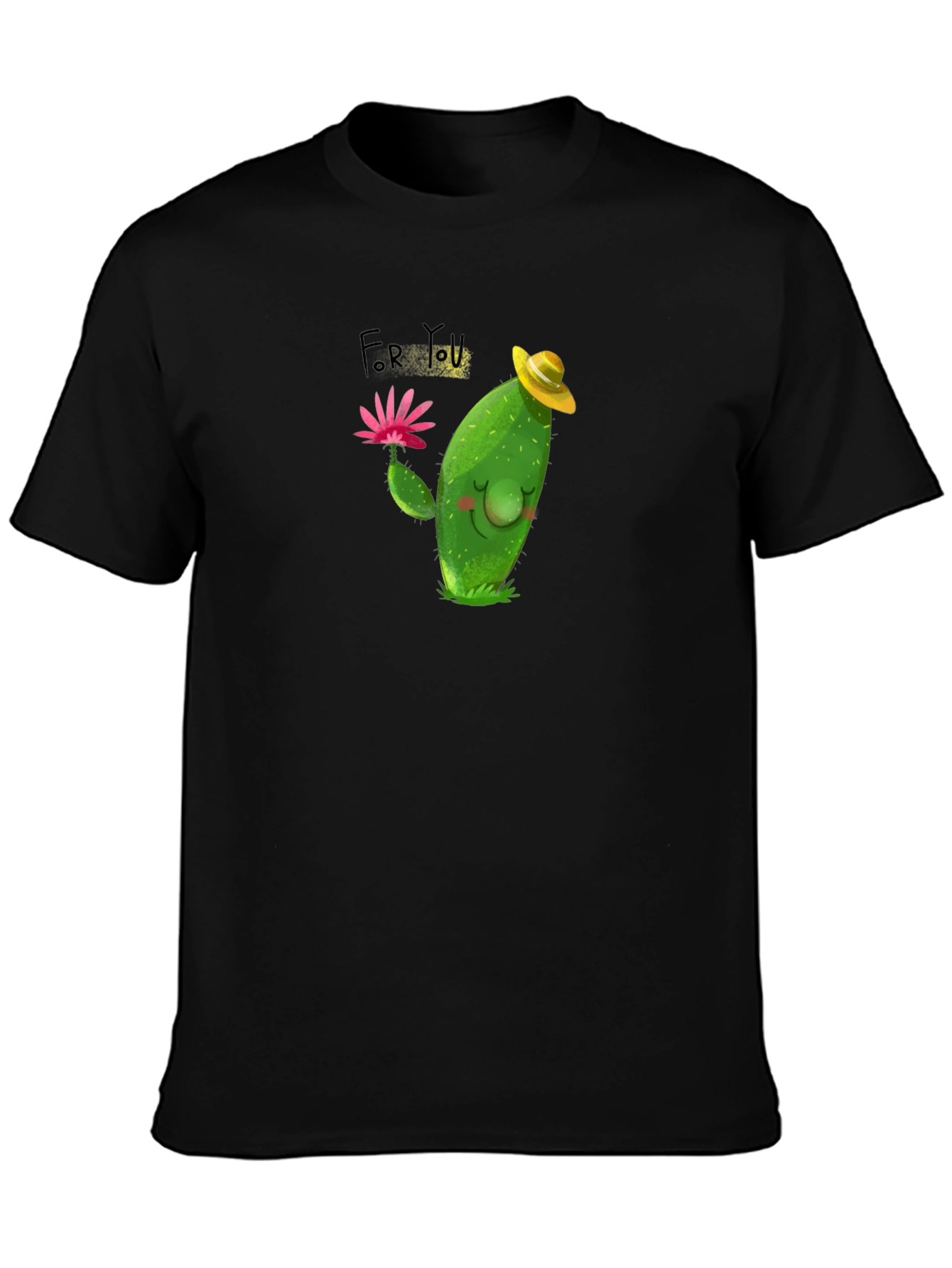 Black Cute Cactus T-Shirt - For You Gift view 3
