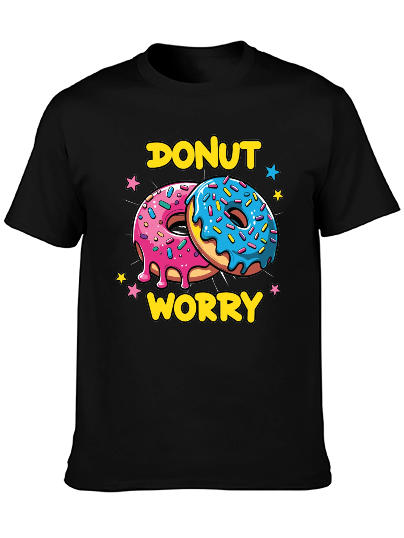 Black Donut Worry Graphic Tee - Comfort and Style view 3