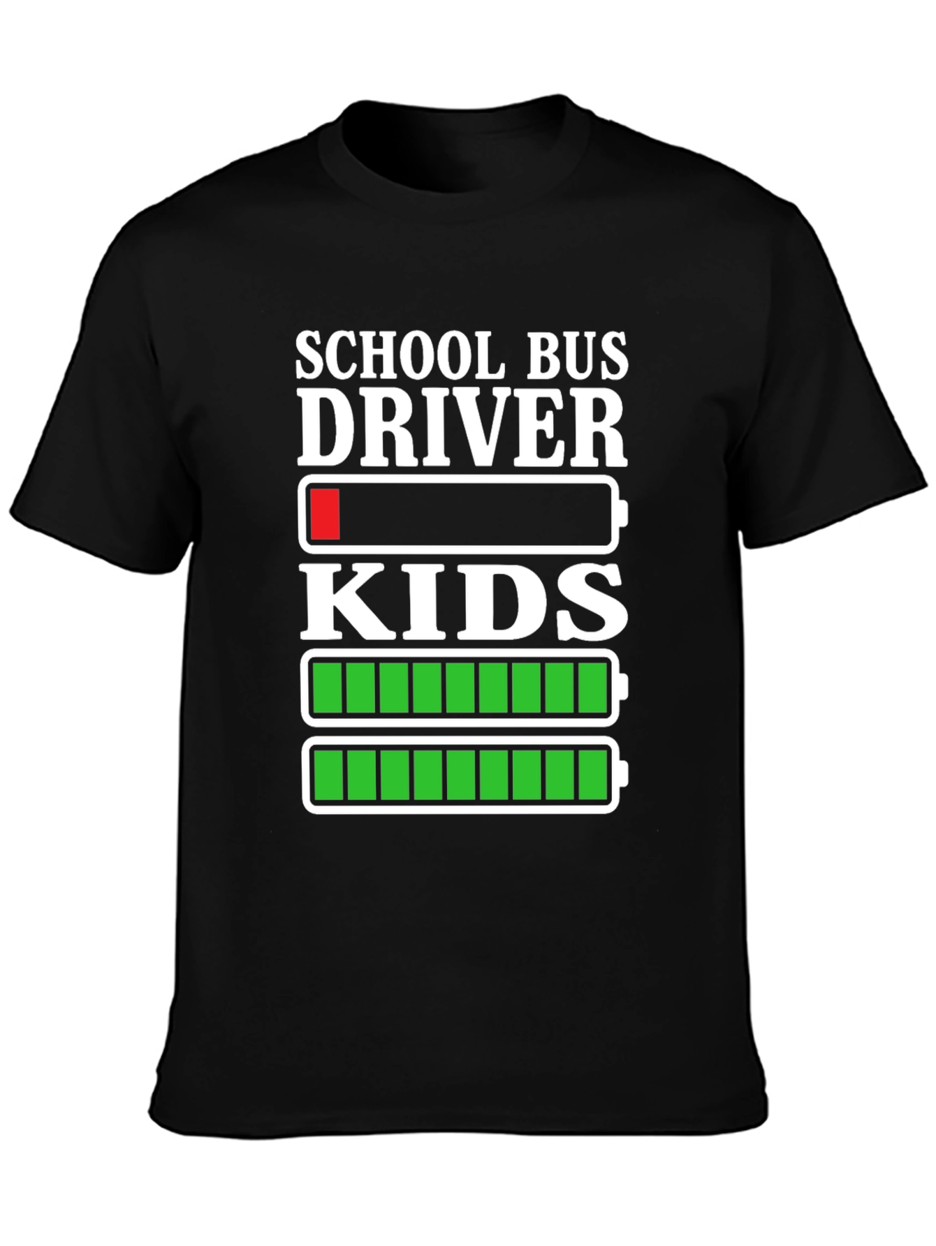 Black School Bus Driver Battery T-Shirt view 3
