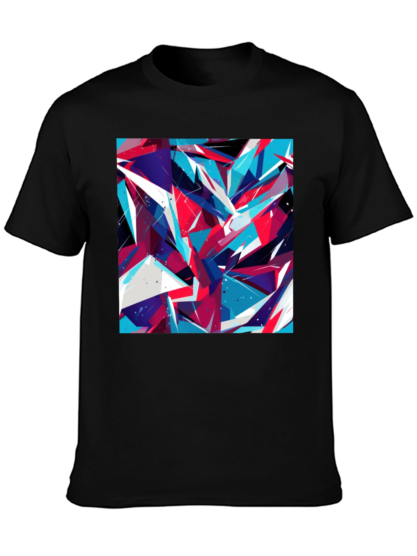 Black Abstract Geometric Print Black T-Shirt view 3