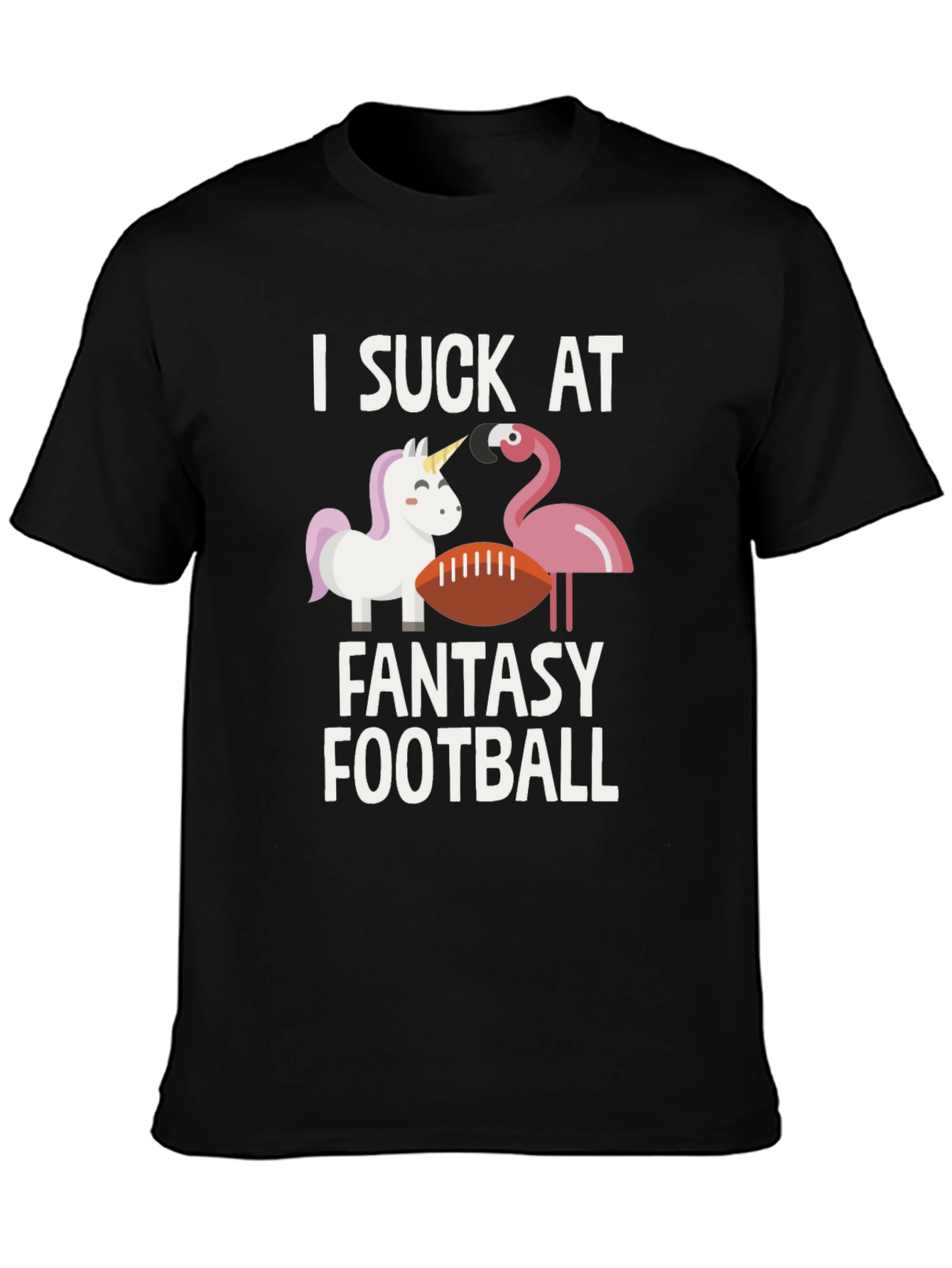 Black I Suck at Fantasy Football T-Shirt view 3