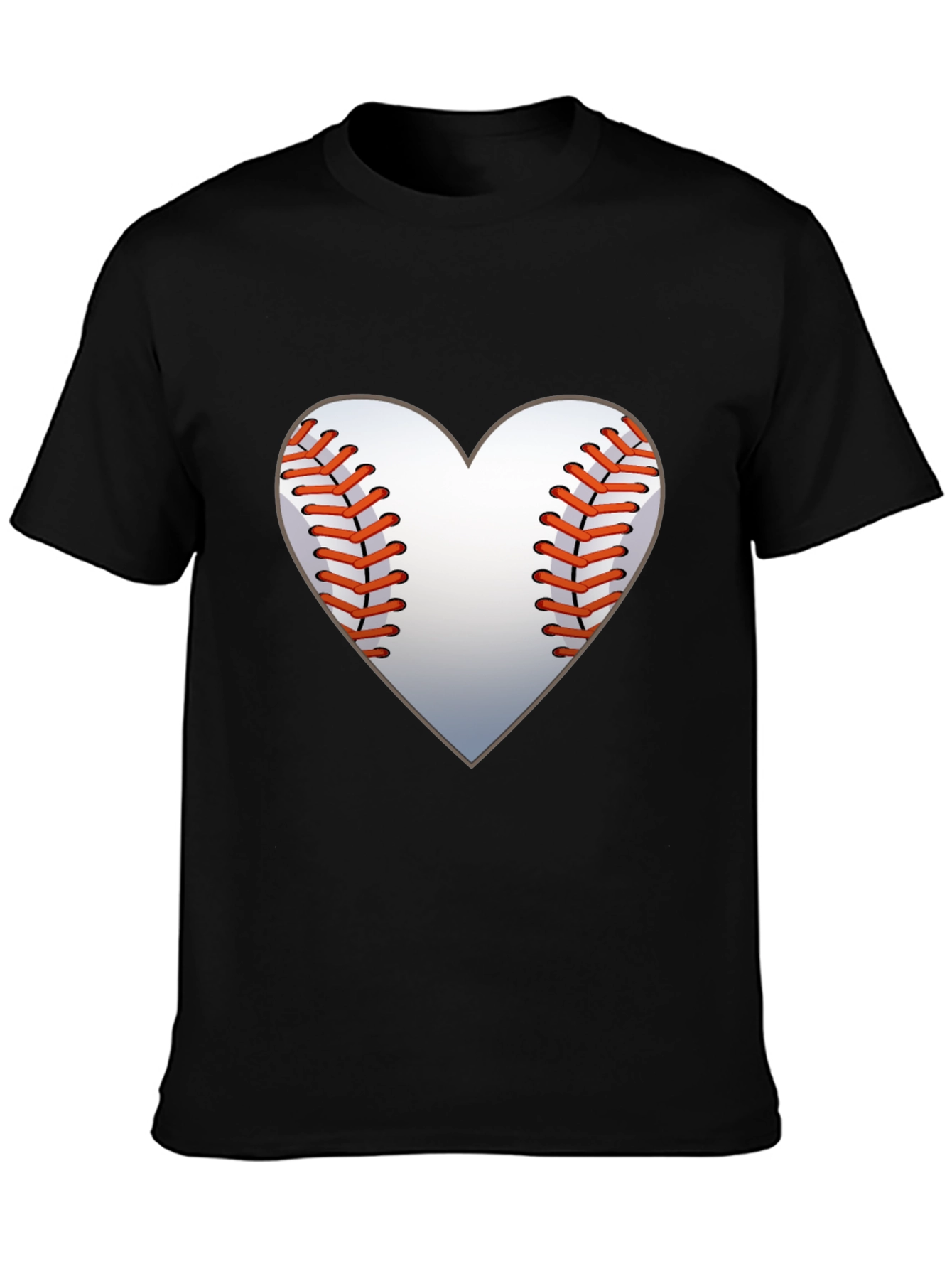 Black Baseball Heart Graphic Tee - Black Cotton Shirt view 3