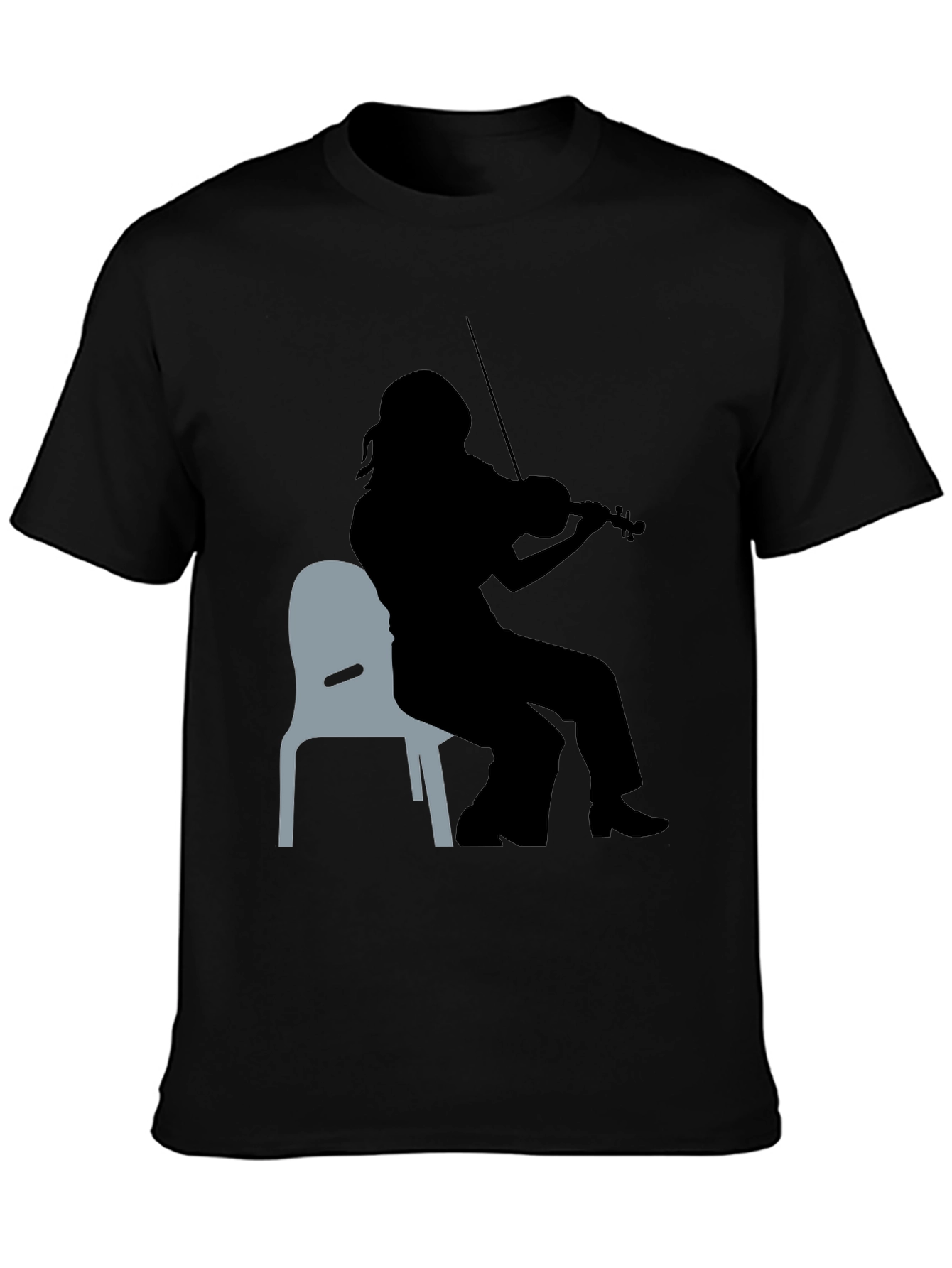 Black Violinist Silhouette Graphic Tee - Unisex Black T-Shirt view 3