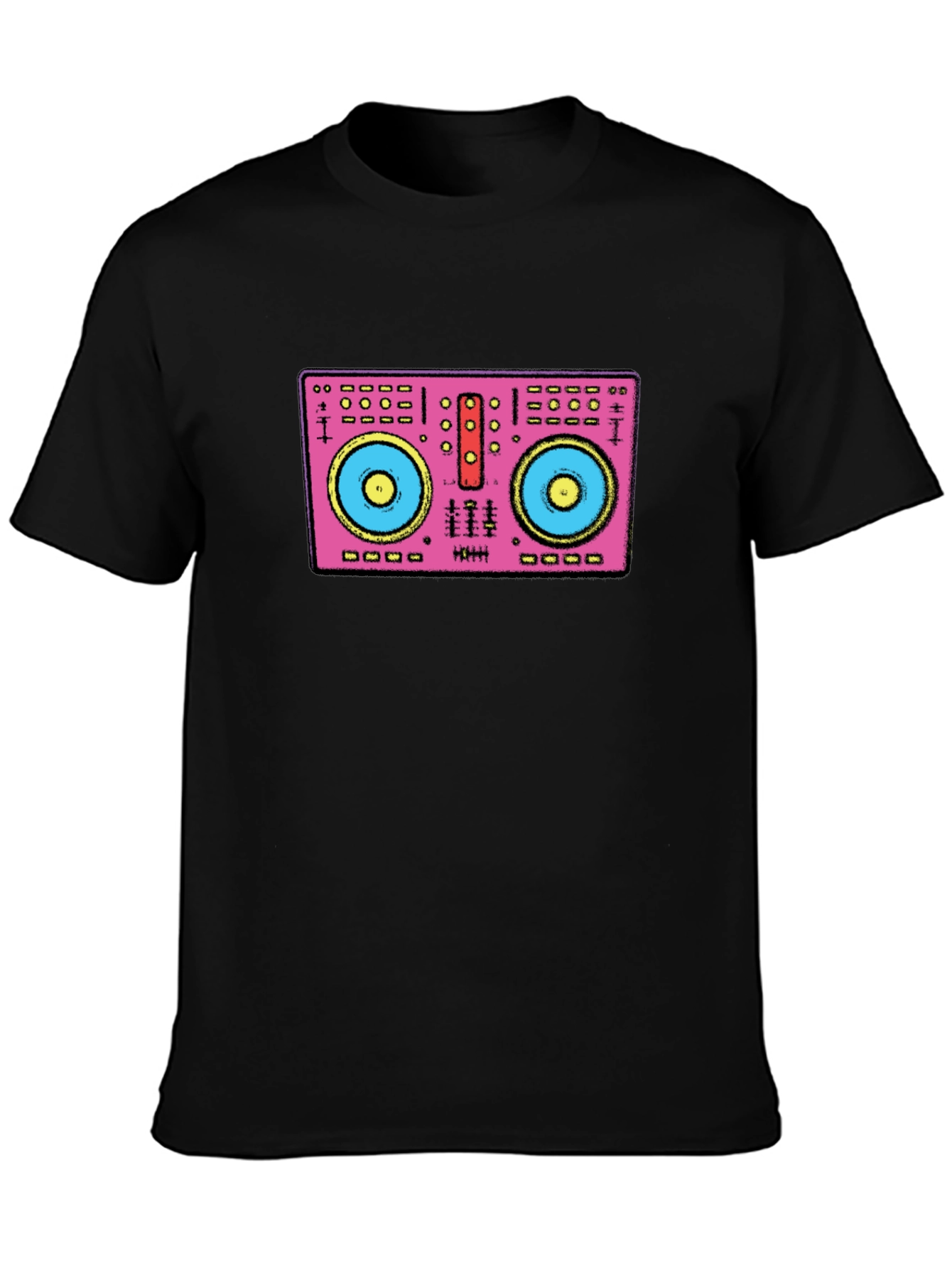 Black DJ Turntable Graphic Tee - Black Cotton T-Shirt view 3