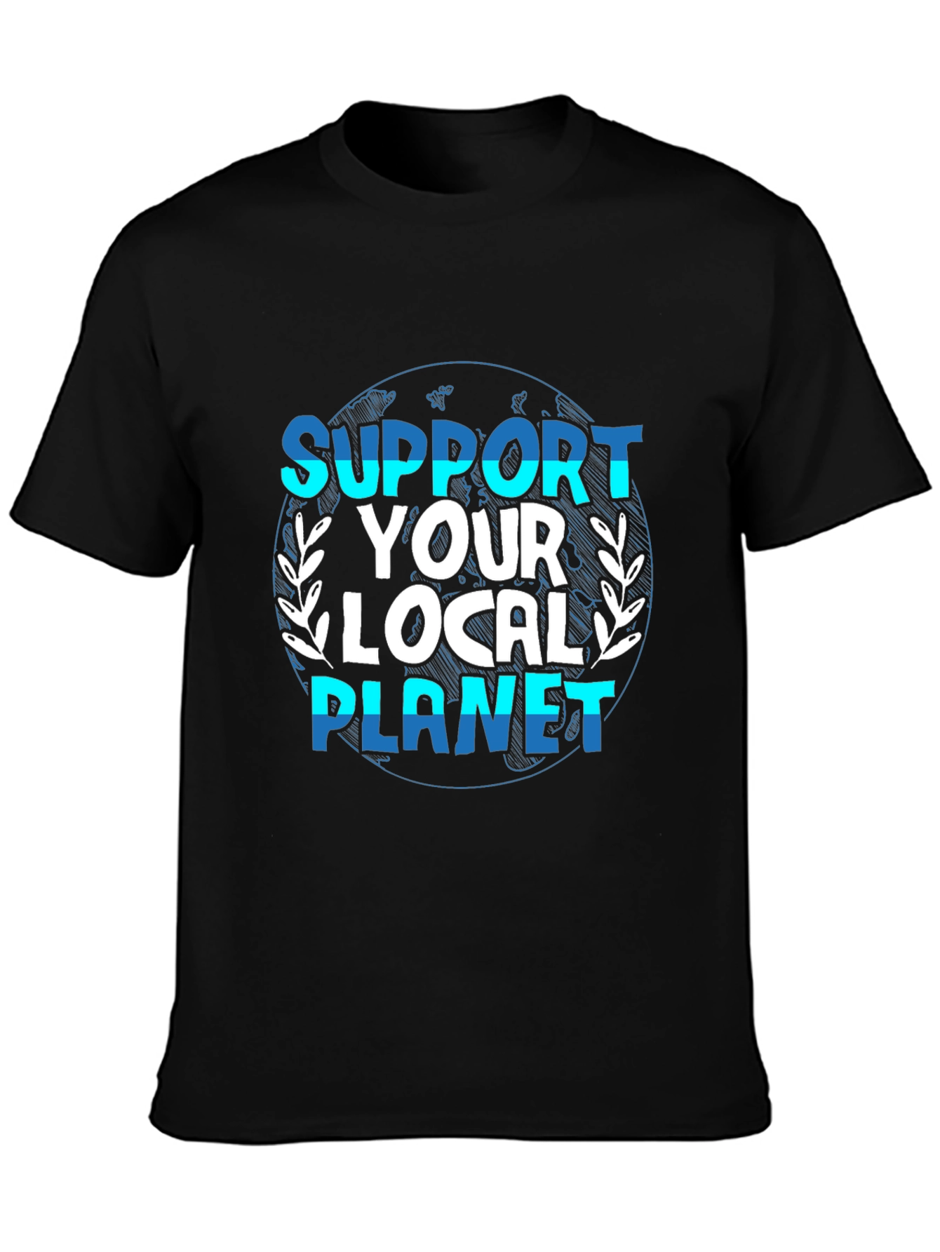 Black Support Your Local Planet Graphic T-Shirt view 3