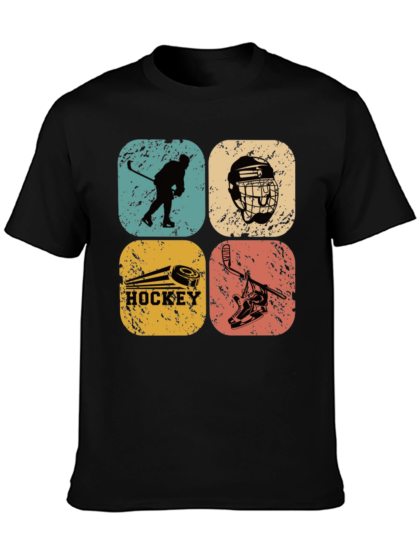 Black Vintage Hockey Graphic Tee - Retro Style view 3