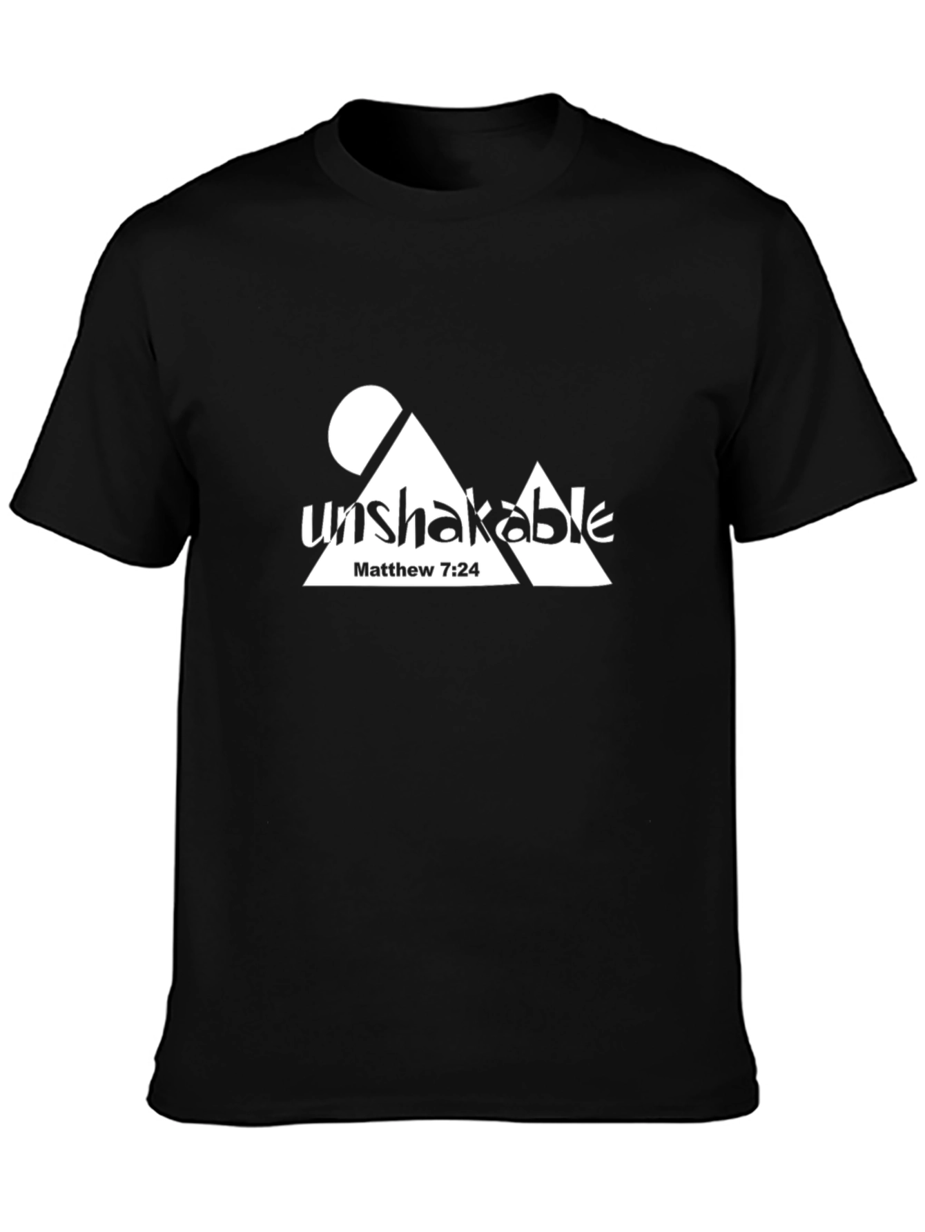 Black Unshakable Tee - Matthew 7:24 Graphic T-Shirt view 3