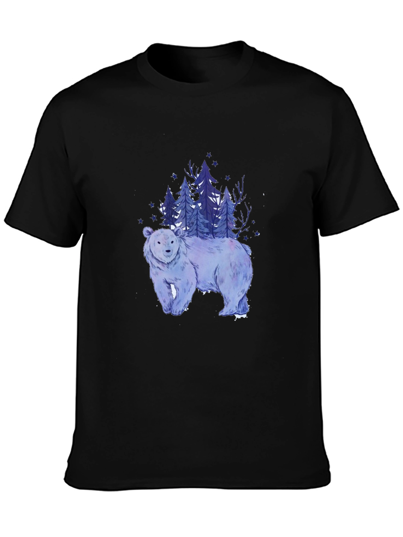 Black Bear & Forest Graphic T-Shirt view 3