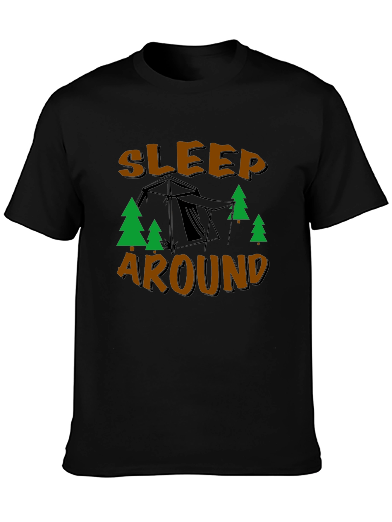Black Sleep Around Camping T-Shirt view 3
