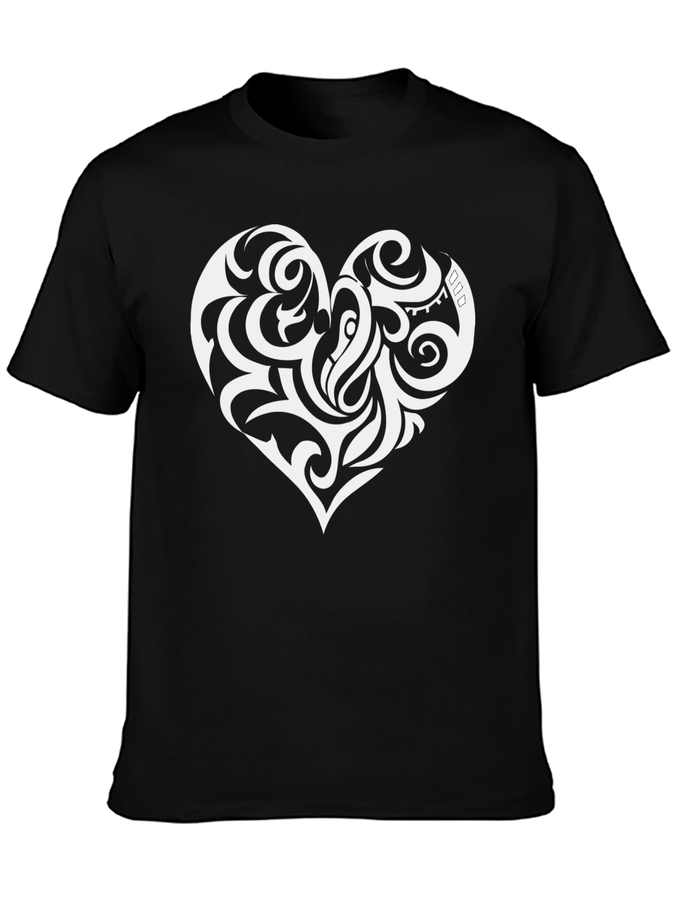 Black Tribal Heart Graphic Black T-Shirt view 3
