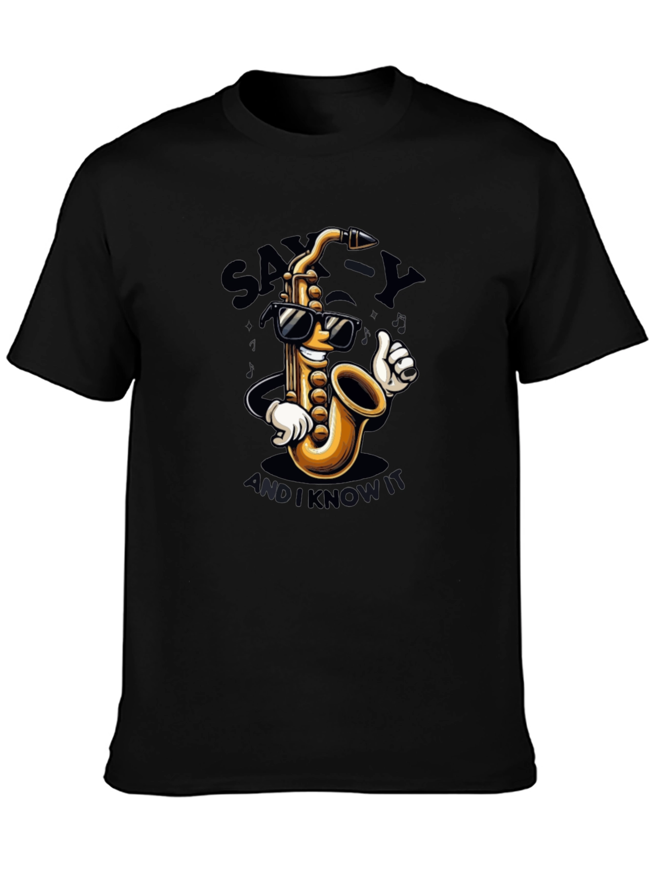 Black Sax-y and I Know It Black Graphic T-Shirt view 3