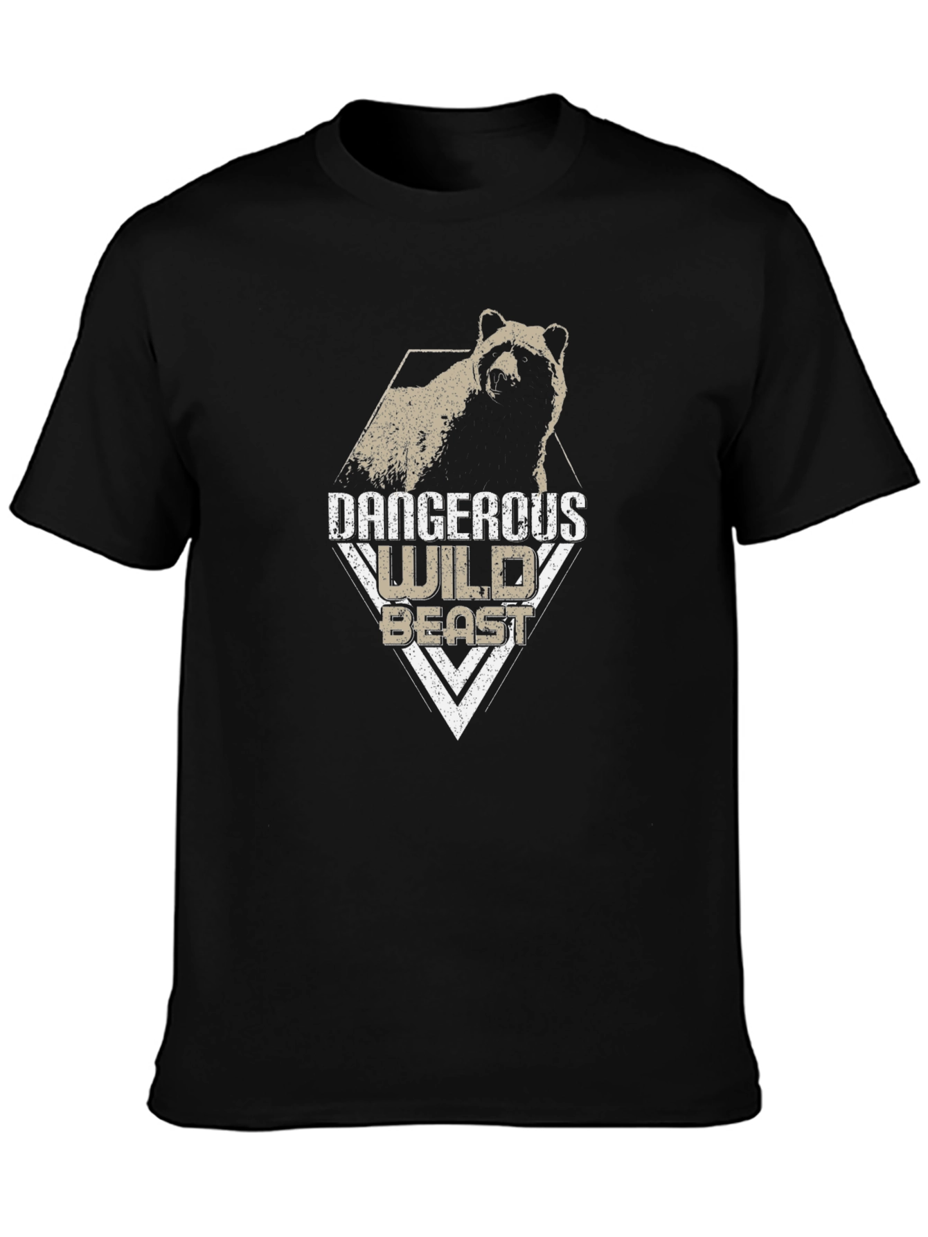 Black Dangerous Wild Beast Graphic Tee - Black view 3