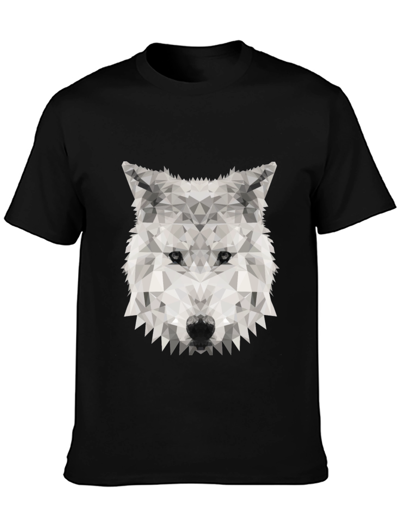 Black Geometric Wolf Graphic Tee - Stylish Black T-Shirt view 3
