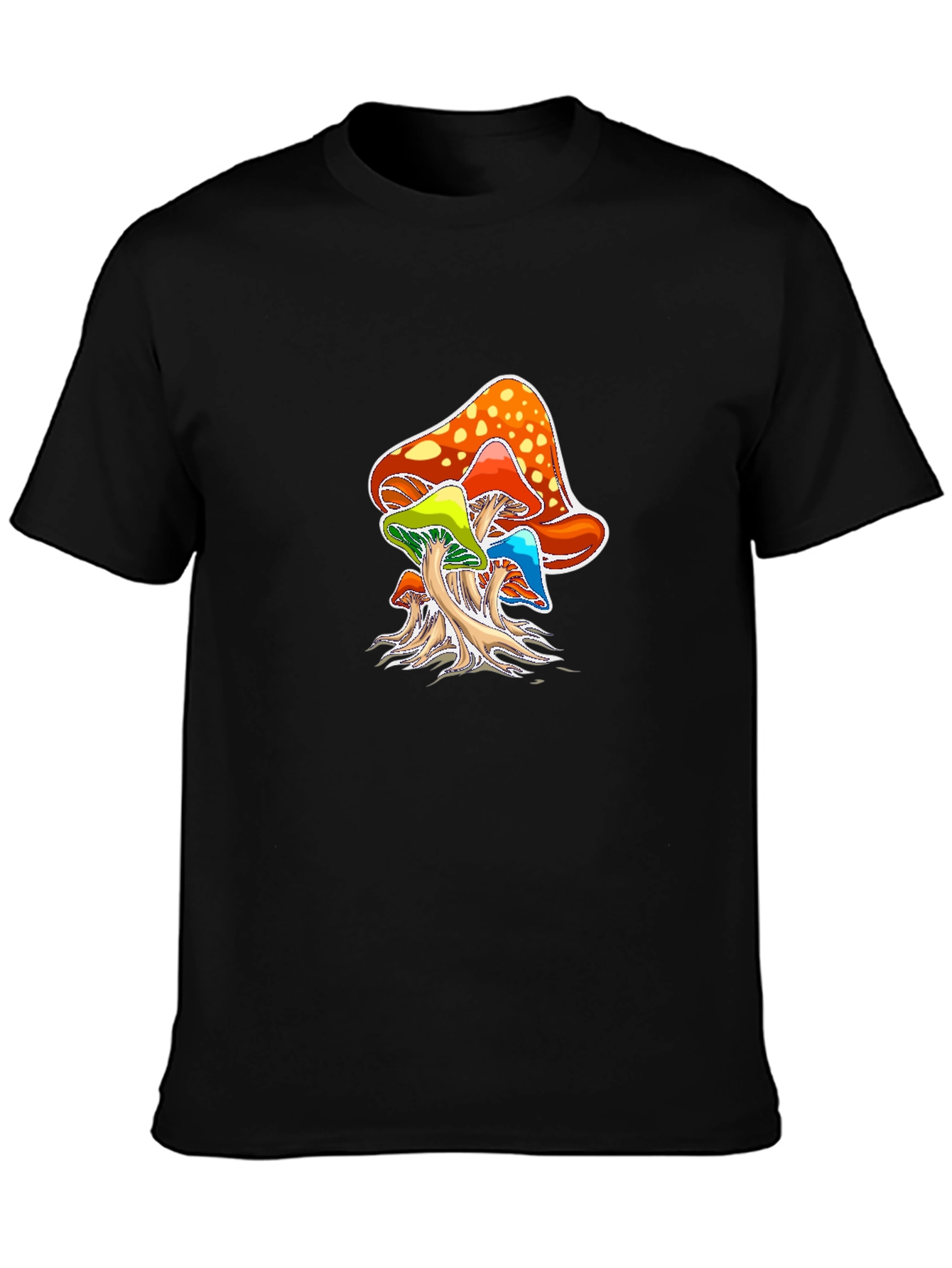 Black Psychedelic Mushroom Graphic Tee - Black view 3