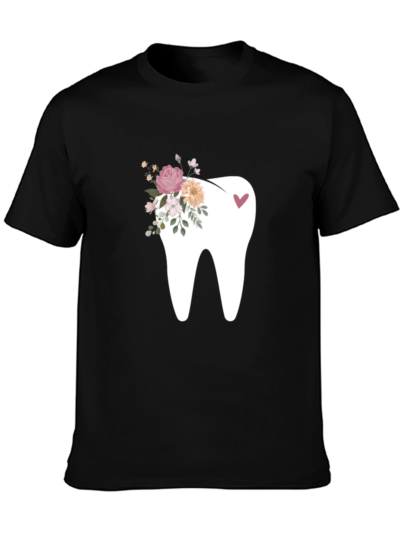 Black Floral Tooth Graphic Tee - Black view 3