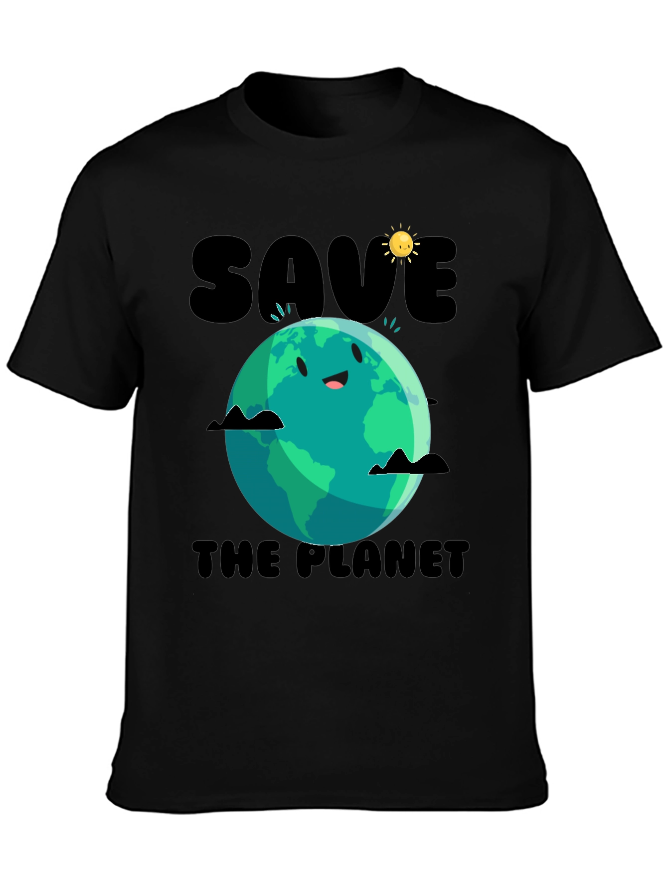 Black Save the Planet Graphic Tee - Earth Day view 3