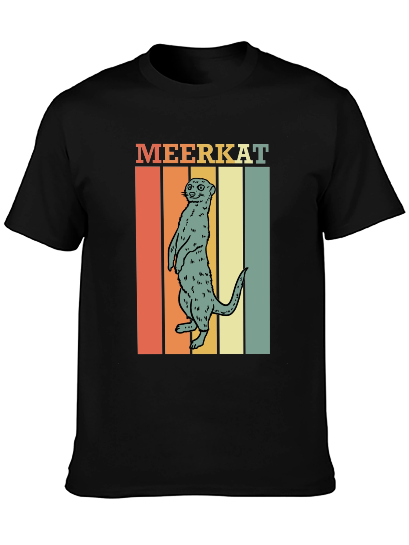 Black Retro Meerkat Graphic Tee - Unique Animal Lover Shirt view 3