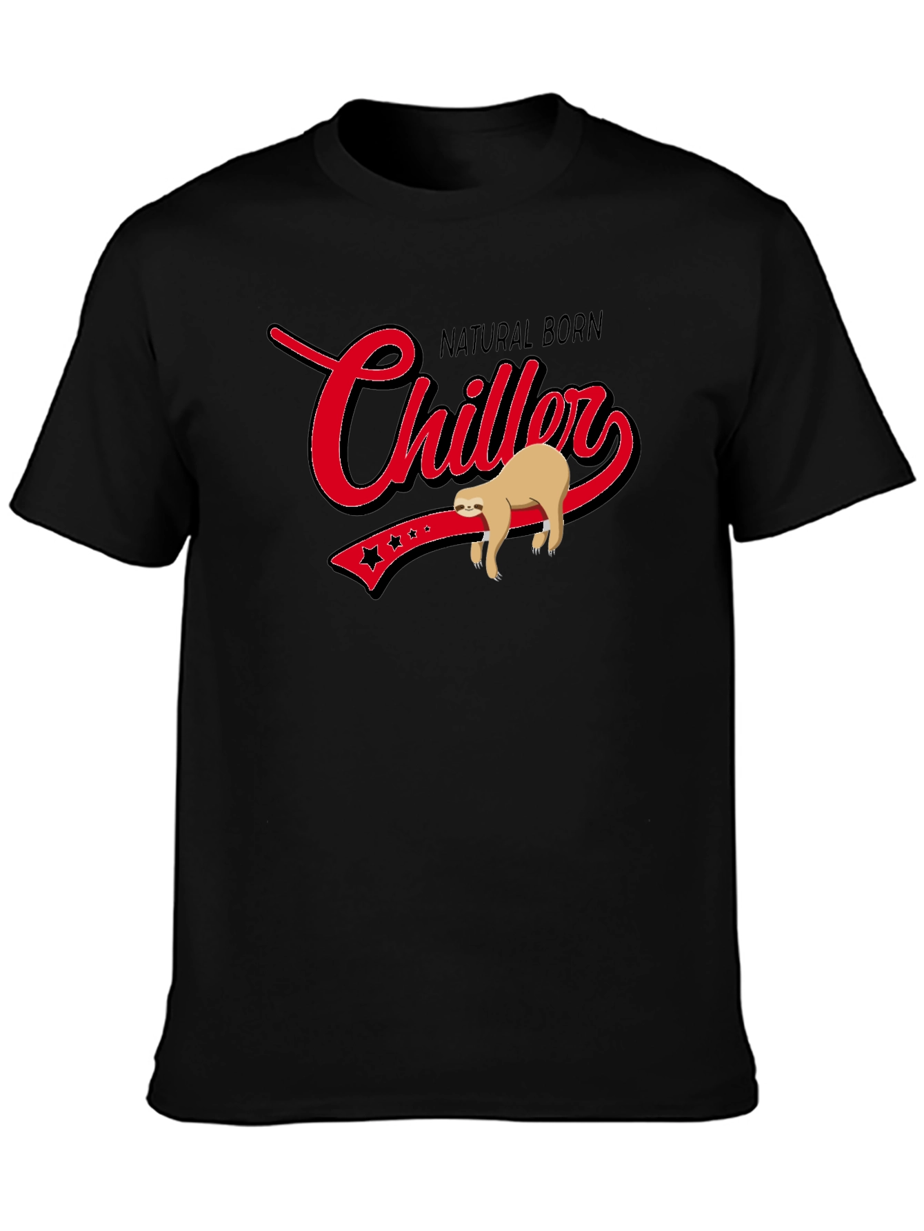 Black Natural Born Chiller Sloth Graphic T-Shirt view 3