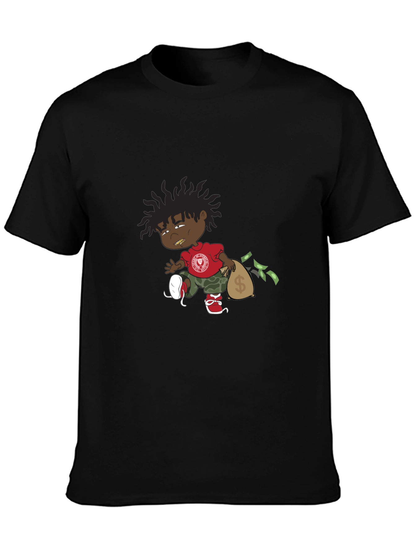 Black Cartoon Graphic Black T-Shirt view 3