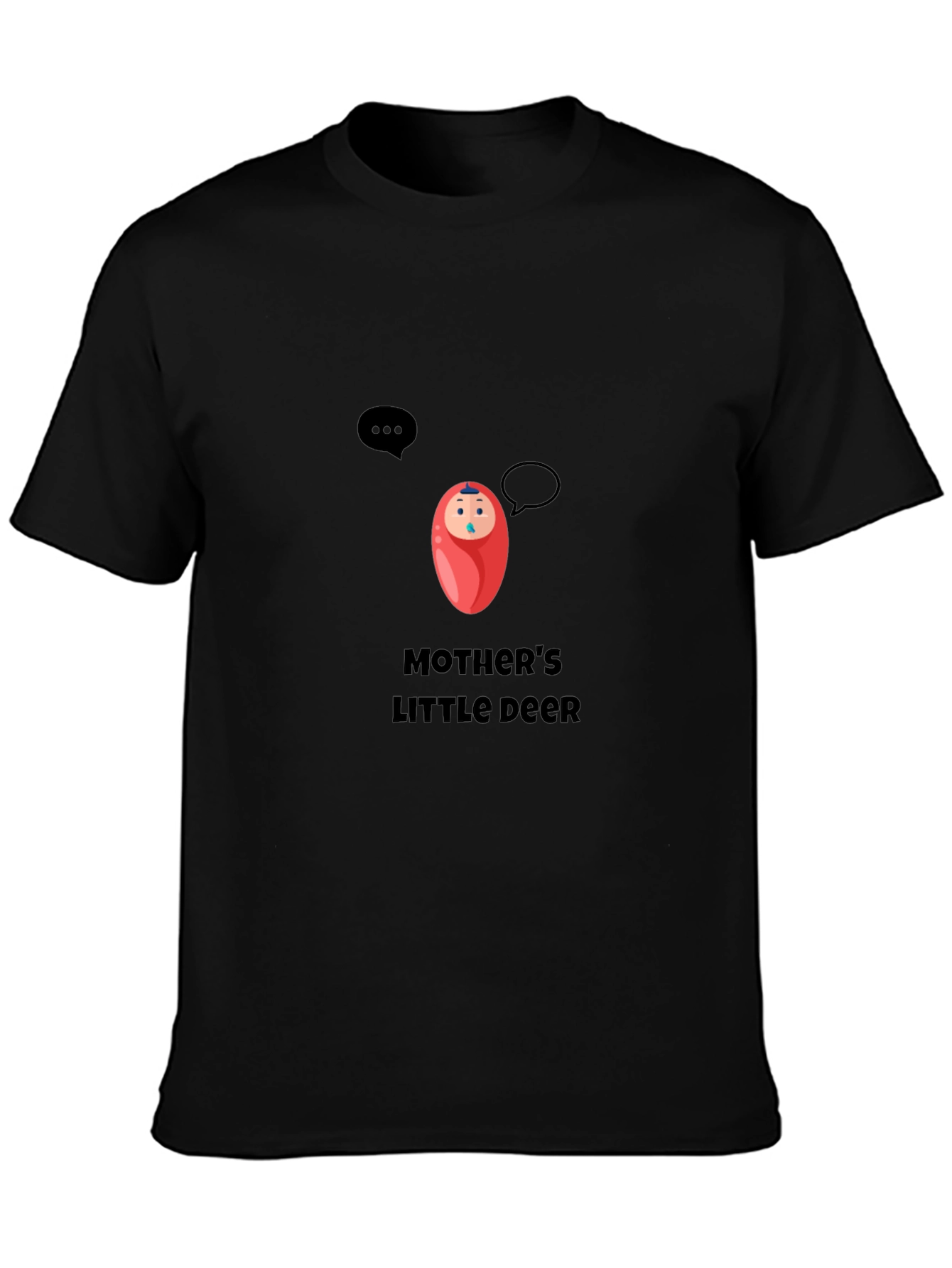 Black Mother's Little Deer T-Shirt - Cute Baby Design view 3