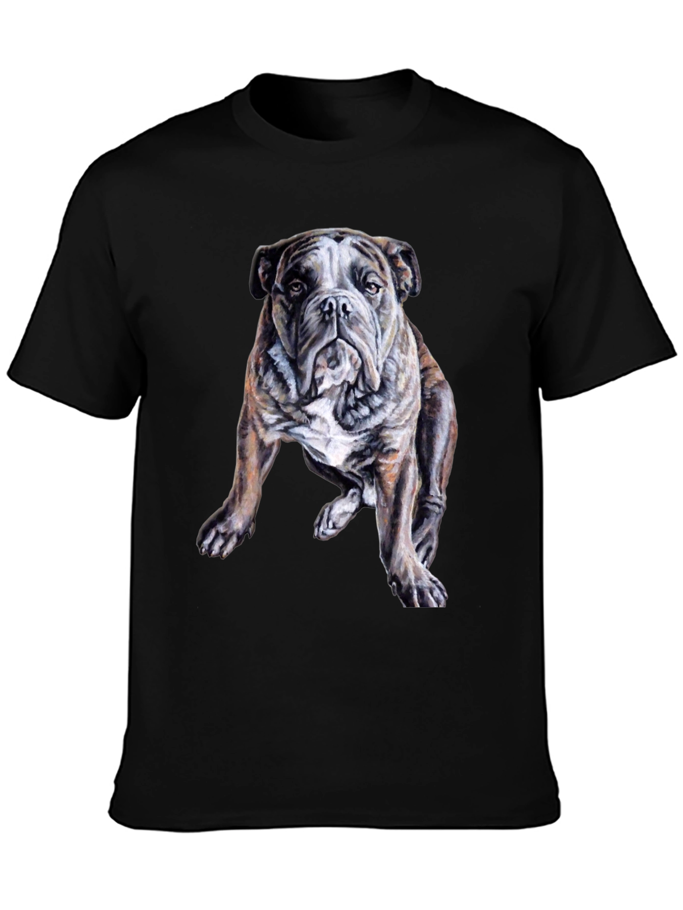 Black Bulldog Graphic Print Men's Black T-Shirt view 3