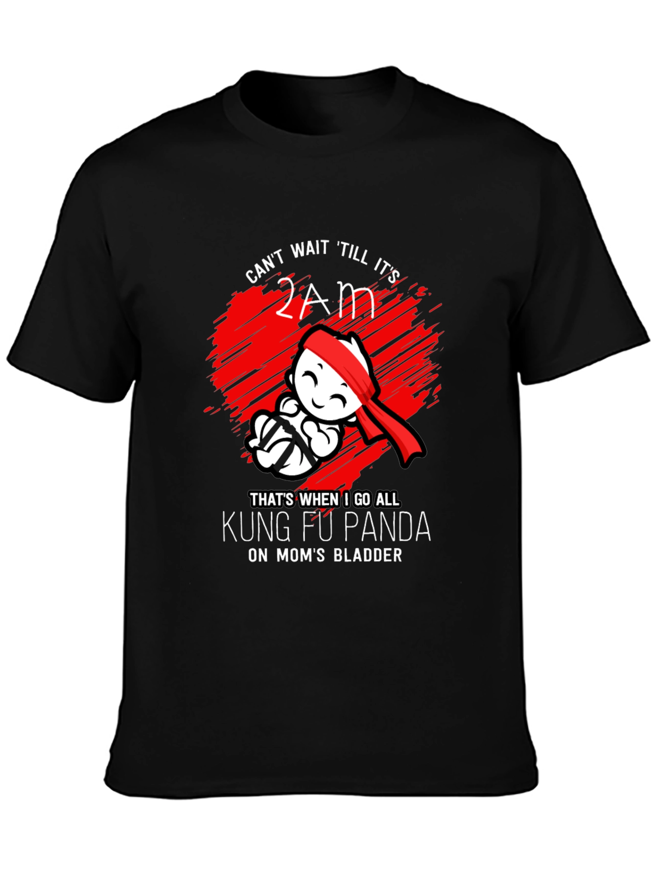 Black Kung Fu Panda Mom's Bladder Funny T-Shirt view 3