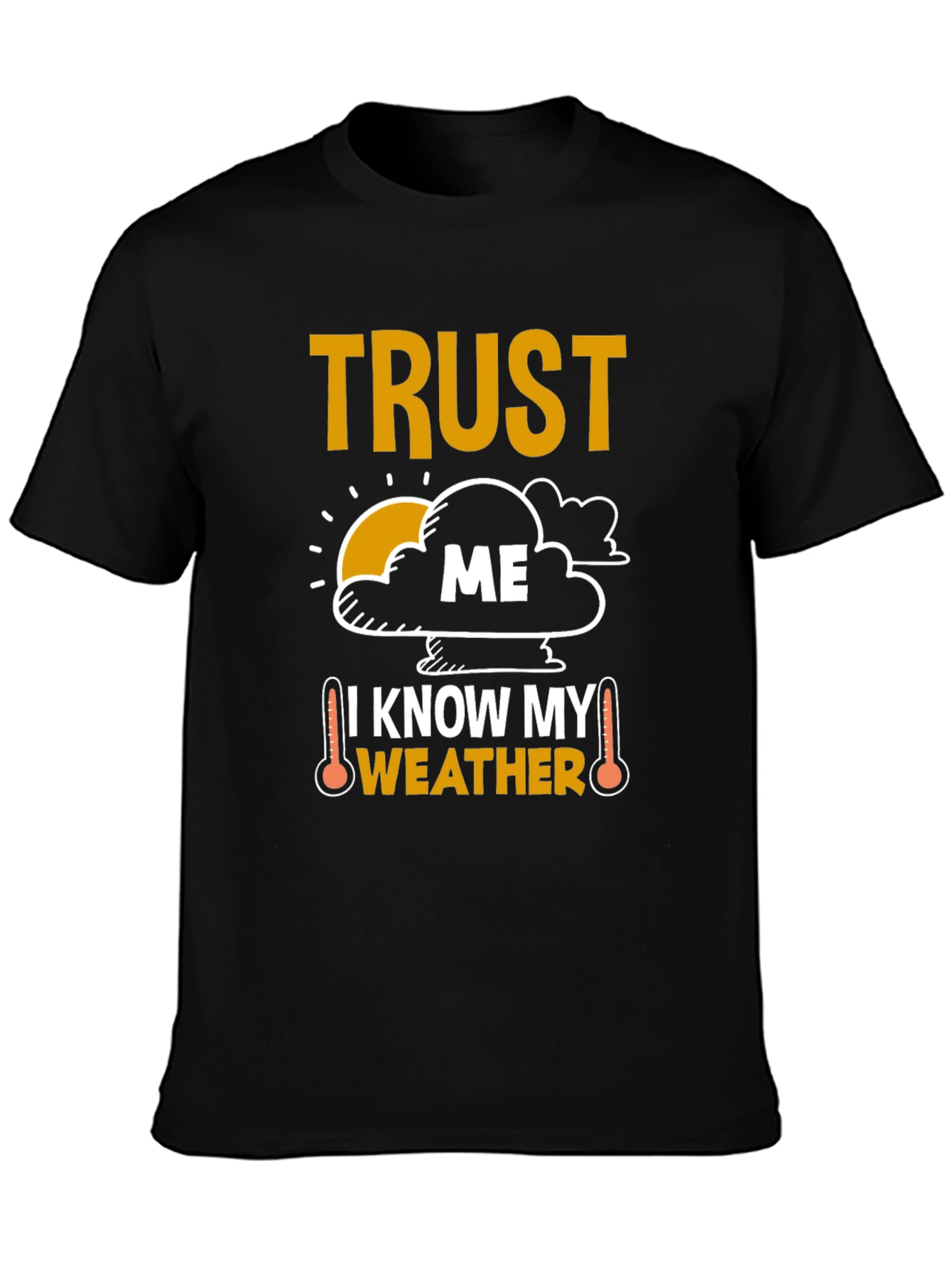 Black Trust Me I Know My Weather Funny T-Shirt view 3