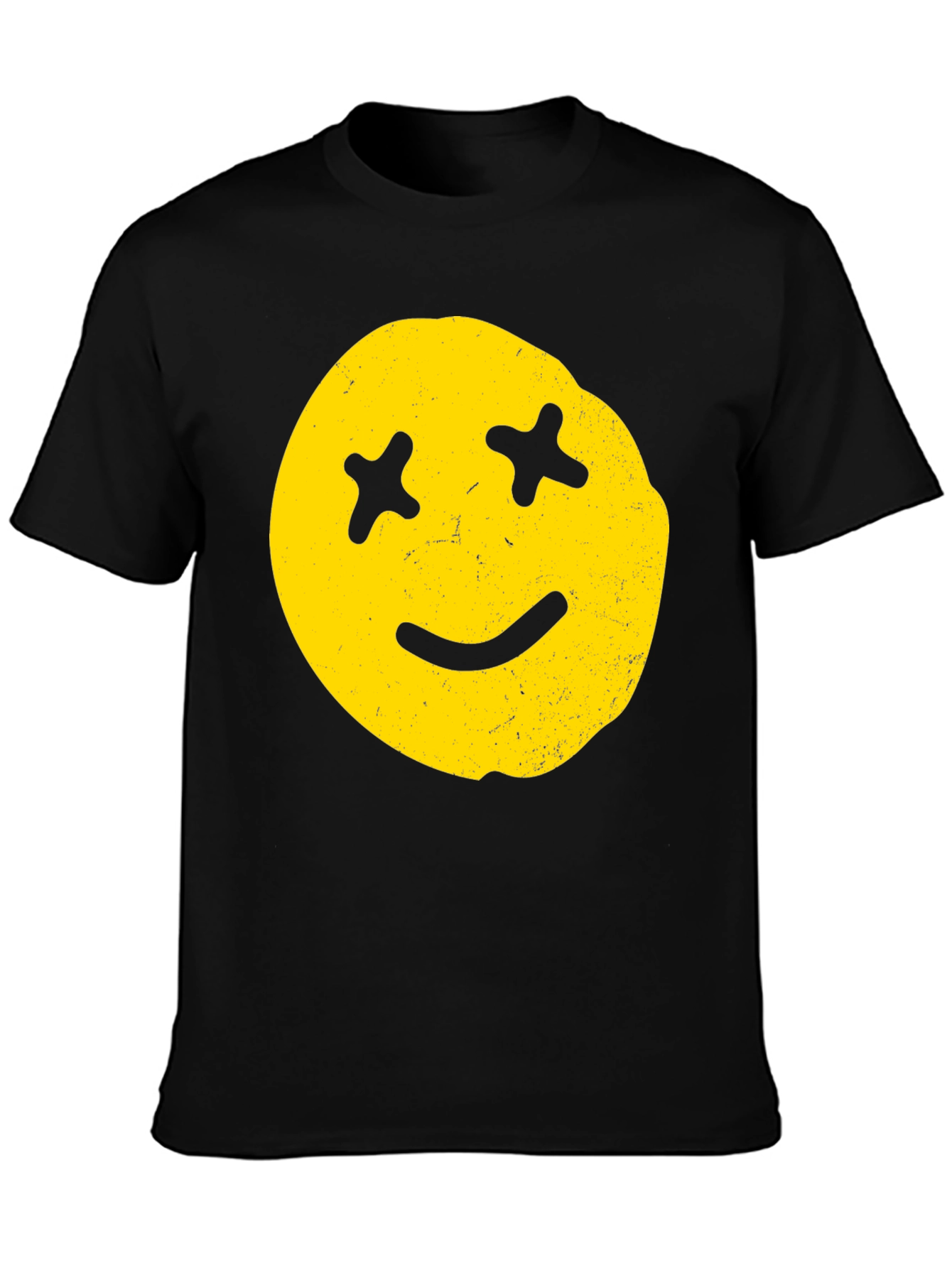 Black Distressed Smiley Face Graphic Tee view 3