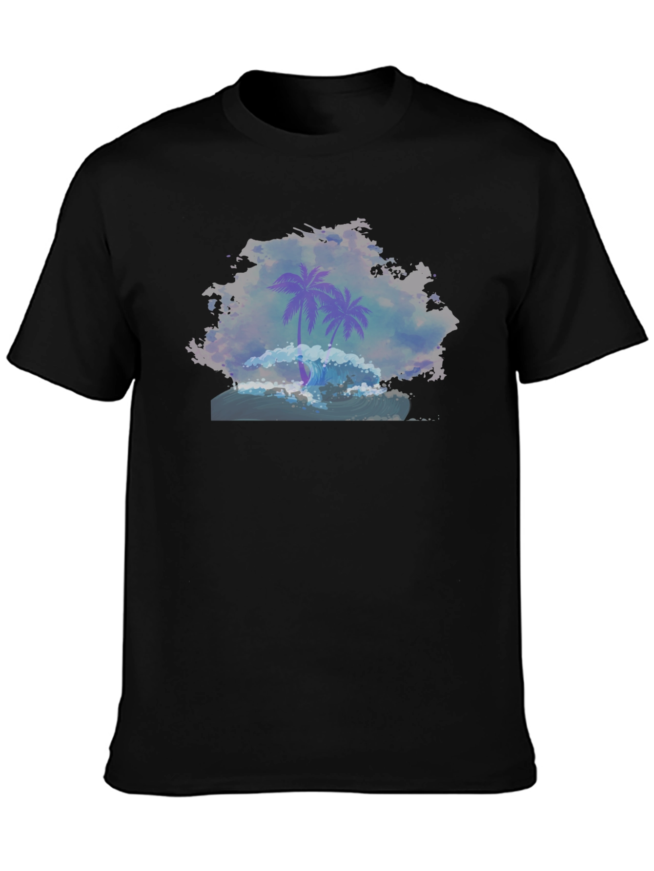 Black Palm Wave Graphic Tee - Black Cotton Comfort view 3
