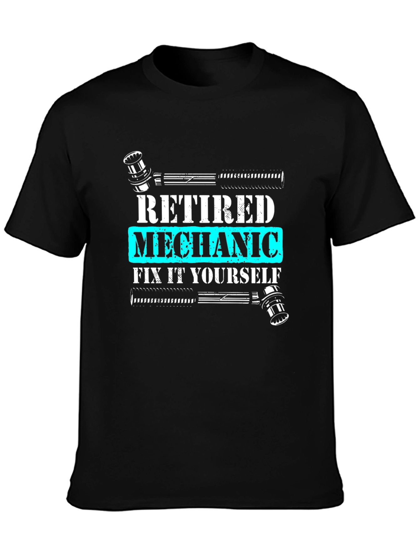 Black Retired Mechanic T-Shirt - Fix It Yourself view 3
