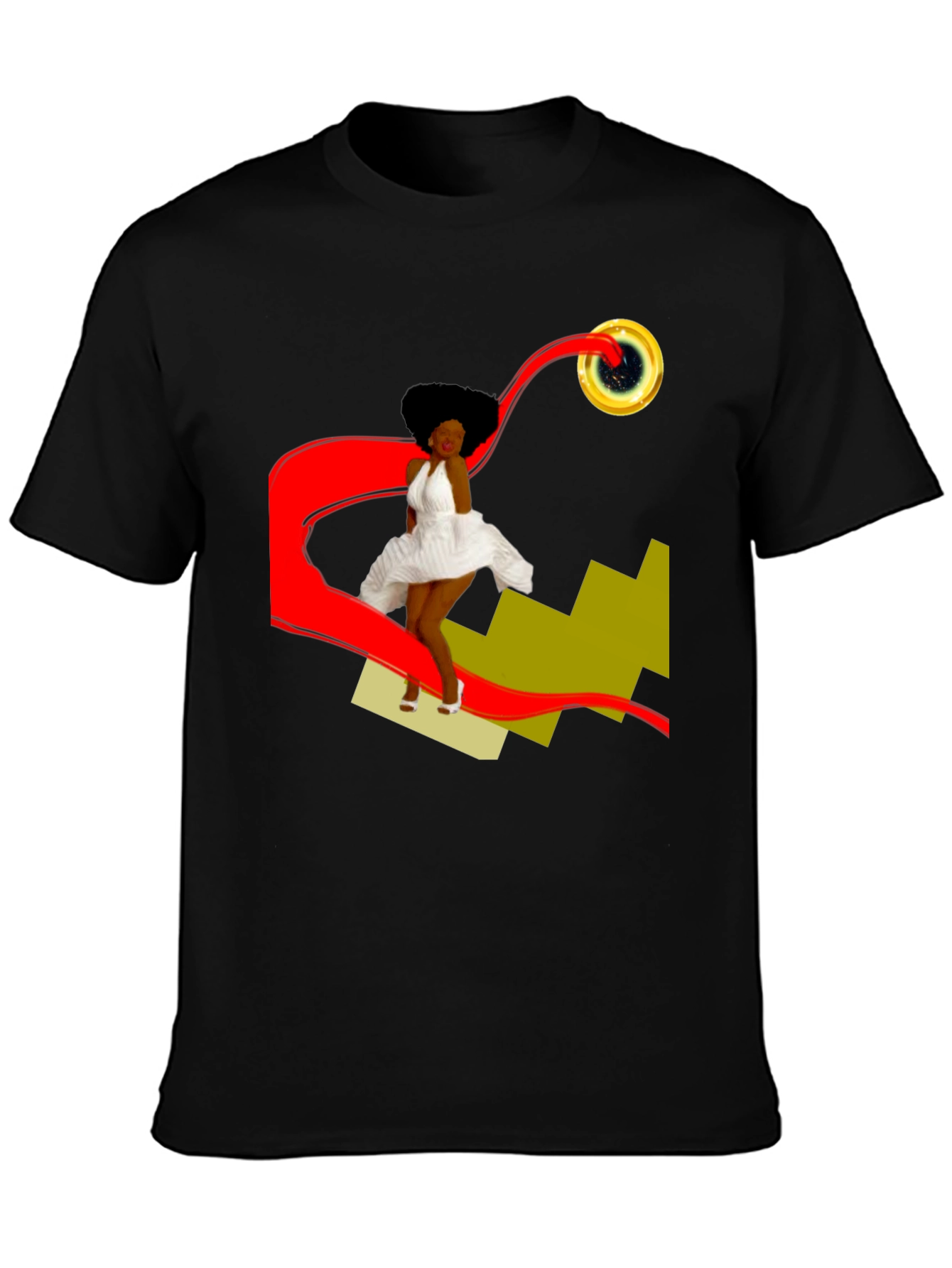 Black Stylish Graphic T-Shirt: Retro-Pop Art Design view 3