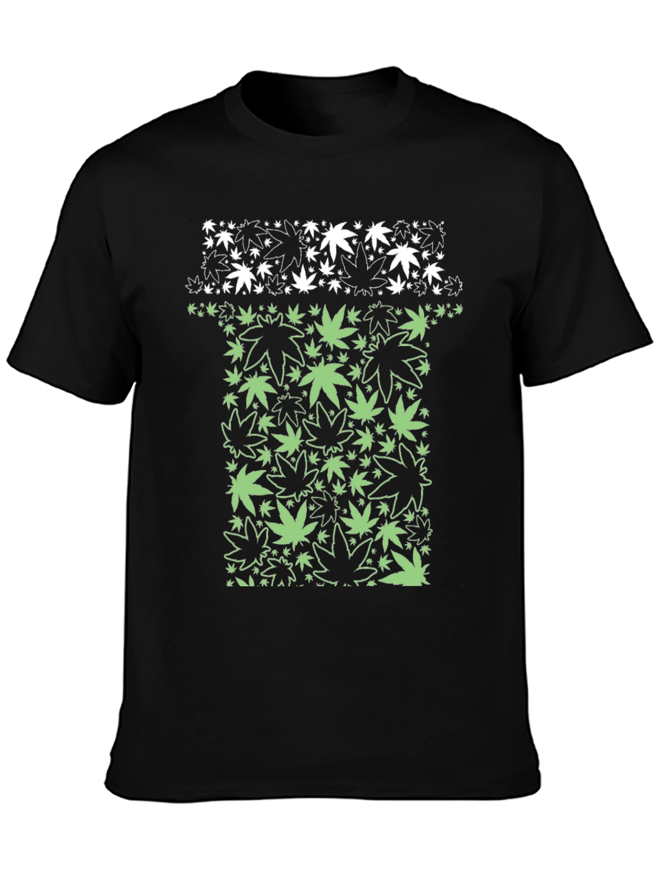 Black Marijuana Leaf Graphic T-Shirt - Black view 3