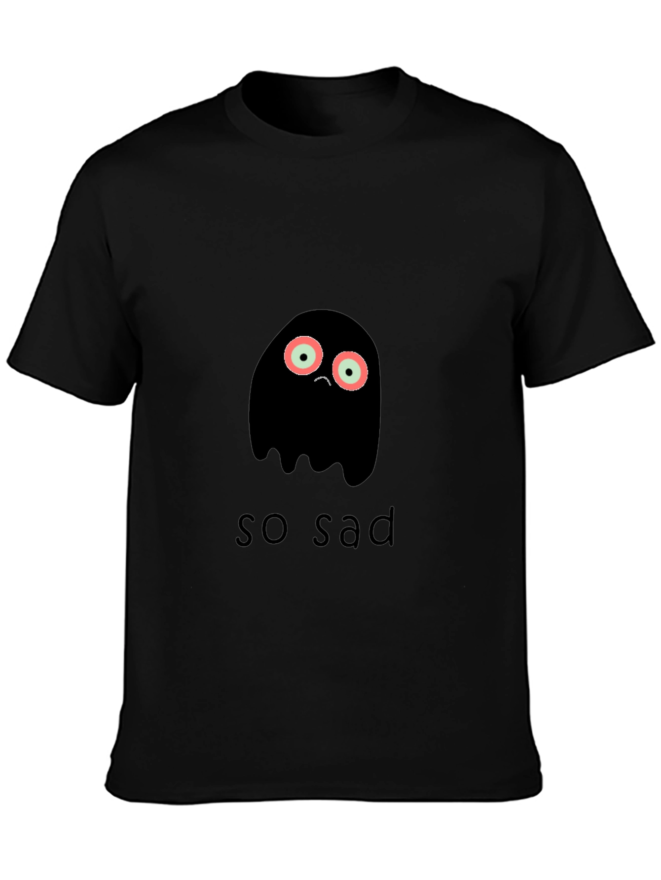 Black Sad Ghost Graphic Tee - Unisex Black T-Shirt view 3