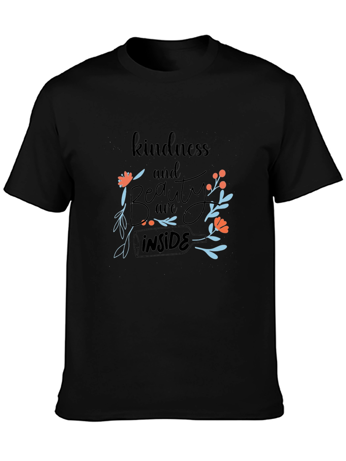 Black Kindness Inside Floral Black T-Shirt view 3