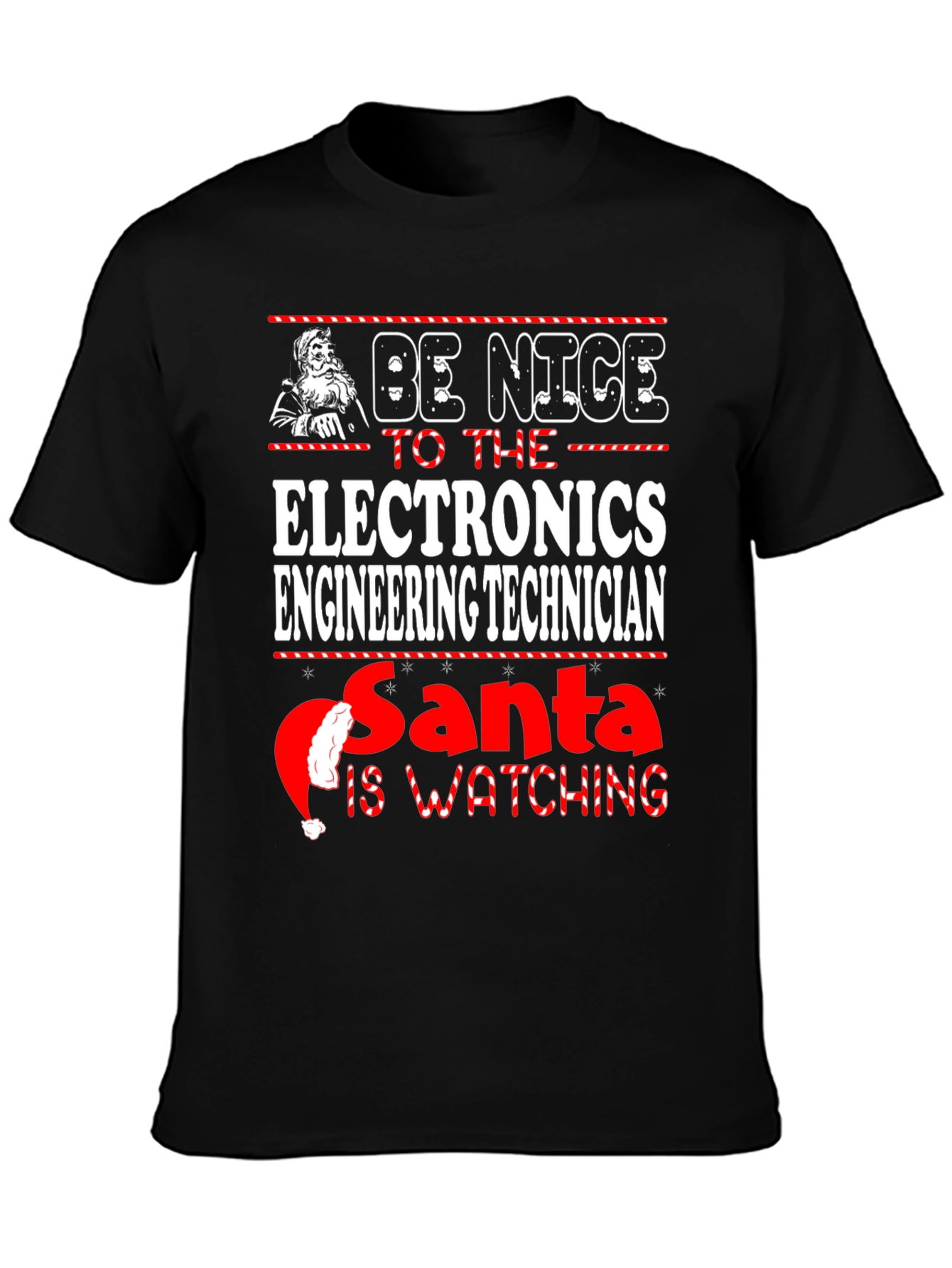 Black Electronics Engineering Technician Christmas T-Shirt view 3